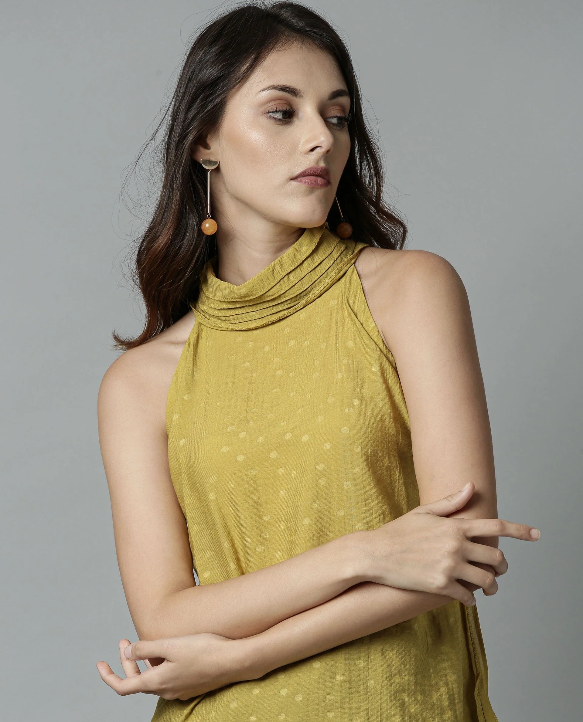 Rareism Women Feather Yellow Top Sleeveless - Image 4