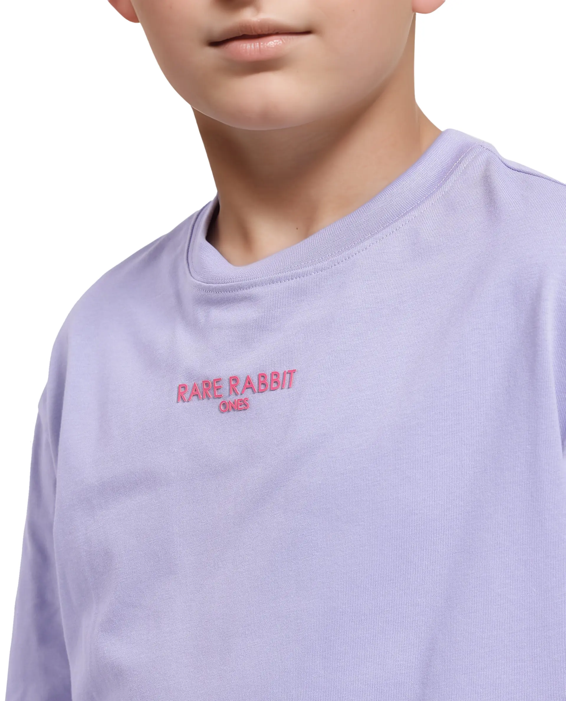 Rare Ones Kids Feg Dusky Purple Cotton Blend Half Sleeves Oversized Crew Neck Graphic Back Print With Applique T-Shirt - Image 6