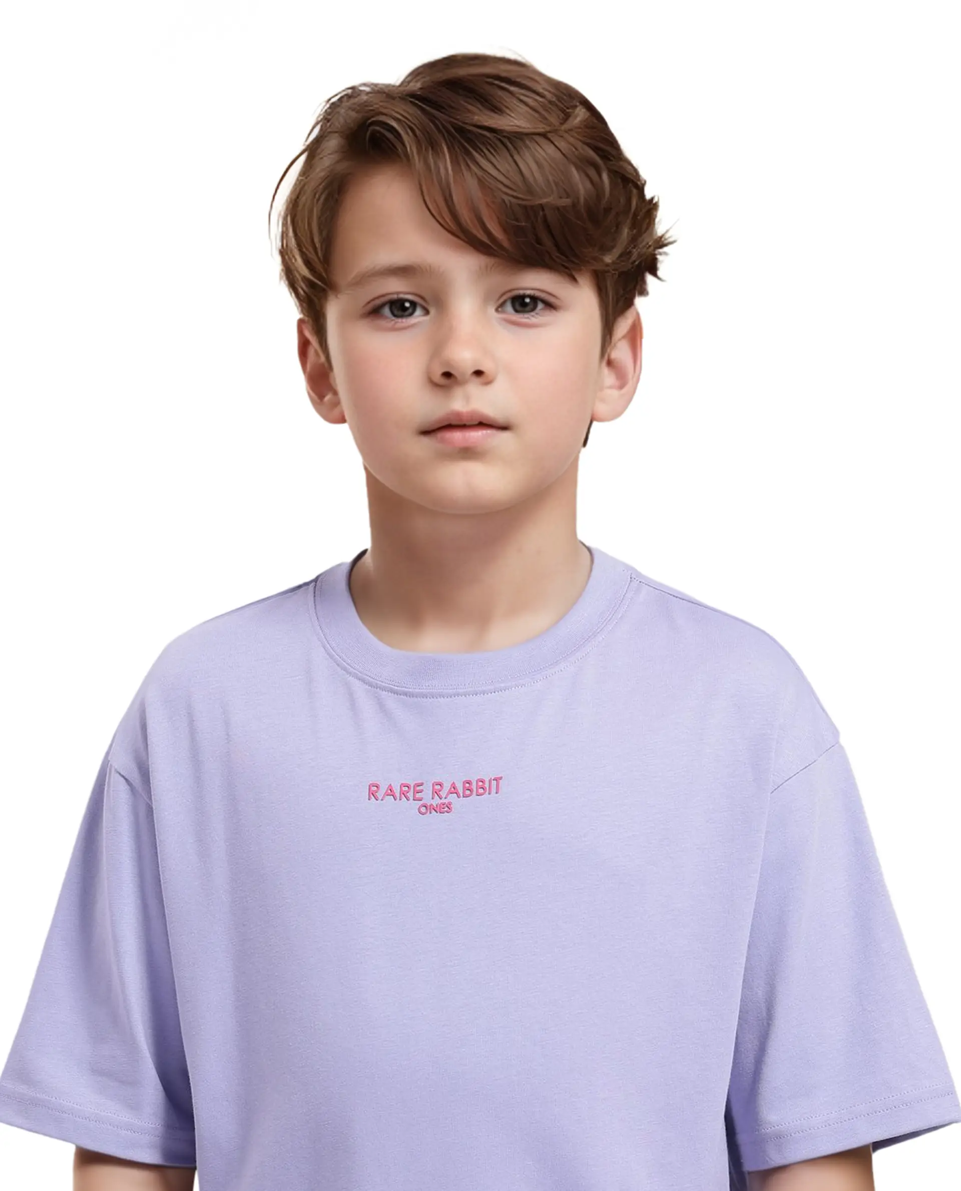 Rare Ones Kids Feg Dusky Purple Cotton Blend Half Sleeves Oversized Crew Neck Graphic Back Print With Applique T-Shirt - Image 7