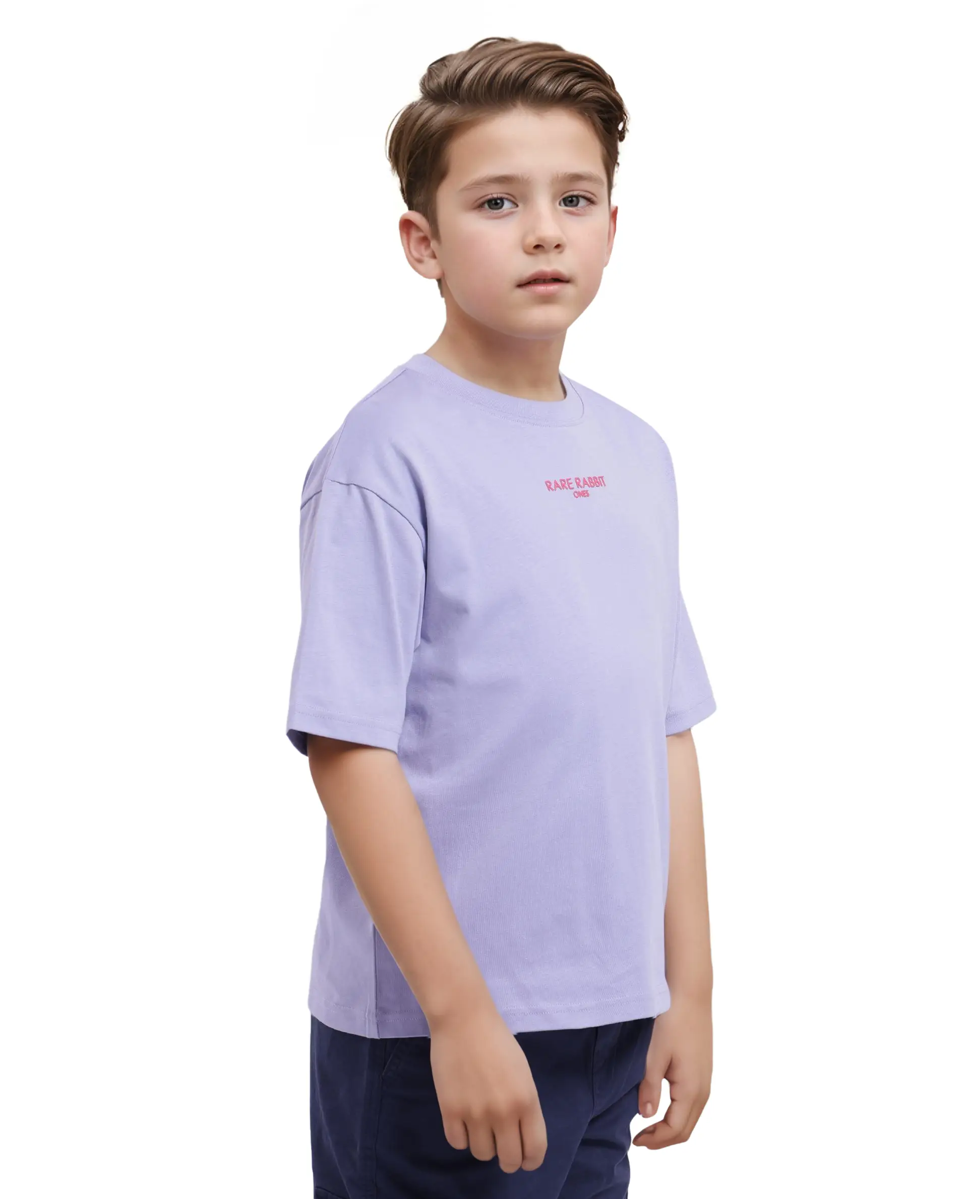 Rare Ones Kids Feg Dusky Purple Cotton Blend Half Sleeves Oversized Crew Neck Graphic Back Print With Applique T-Shirt - Image 9
