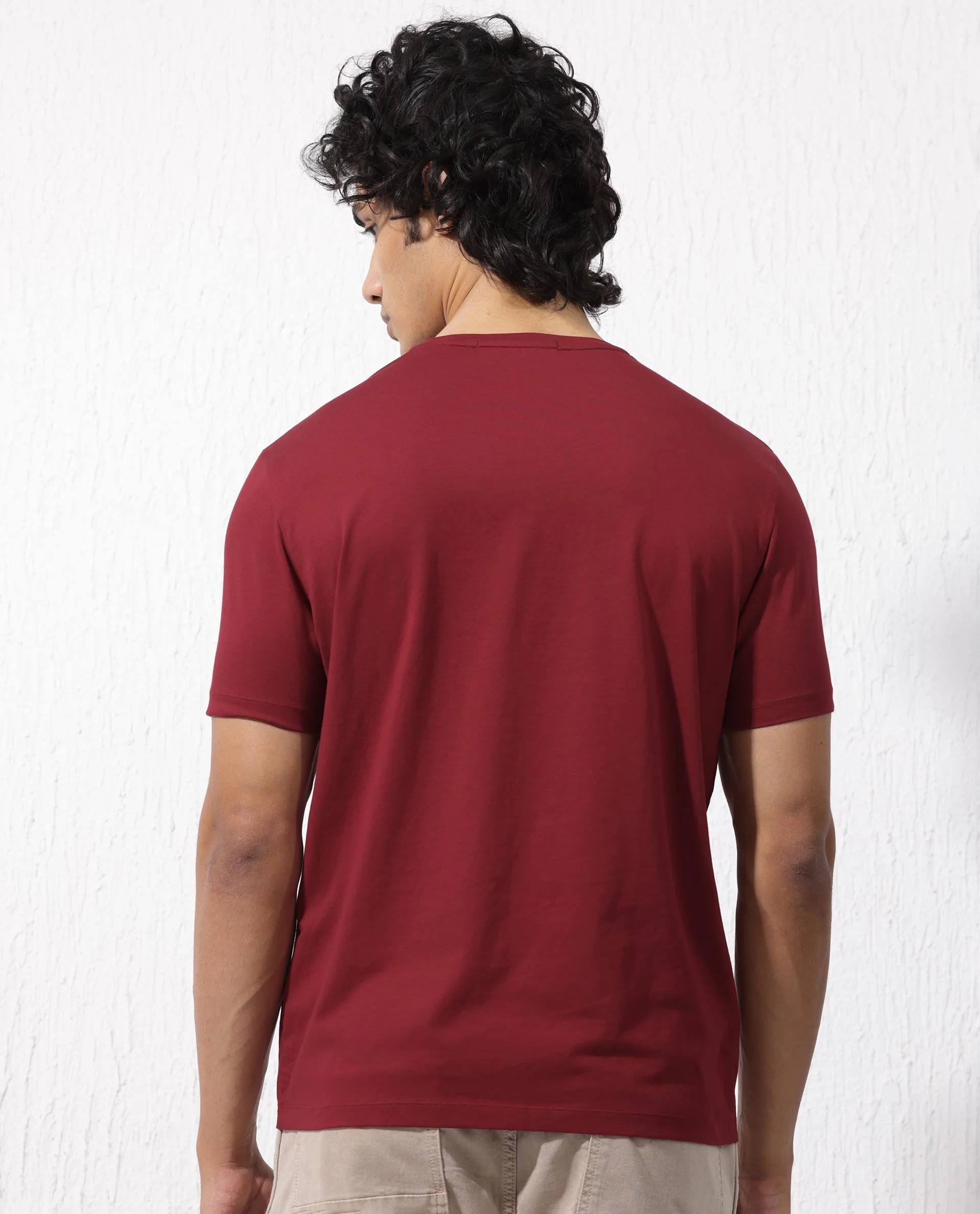 Rare Rabbit Men's Feine Red Cotton Blend Graphic Print Regular Fit Half Sleeve Crew Neck T-Shirt - Image 12