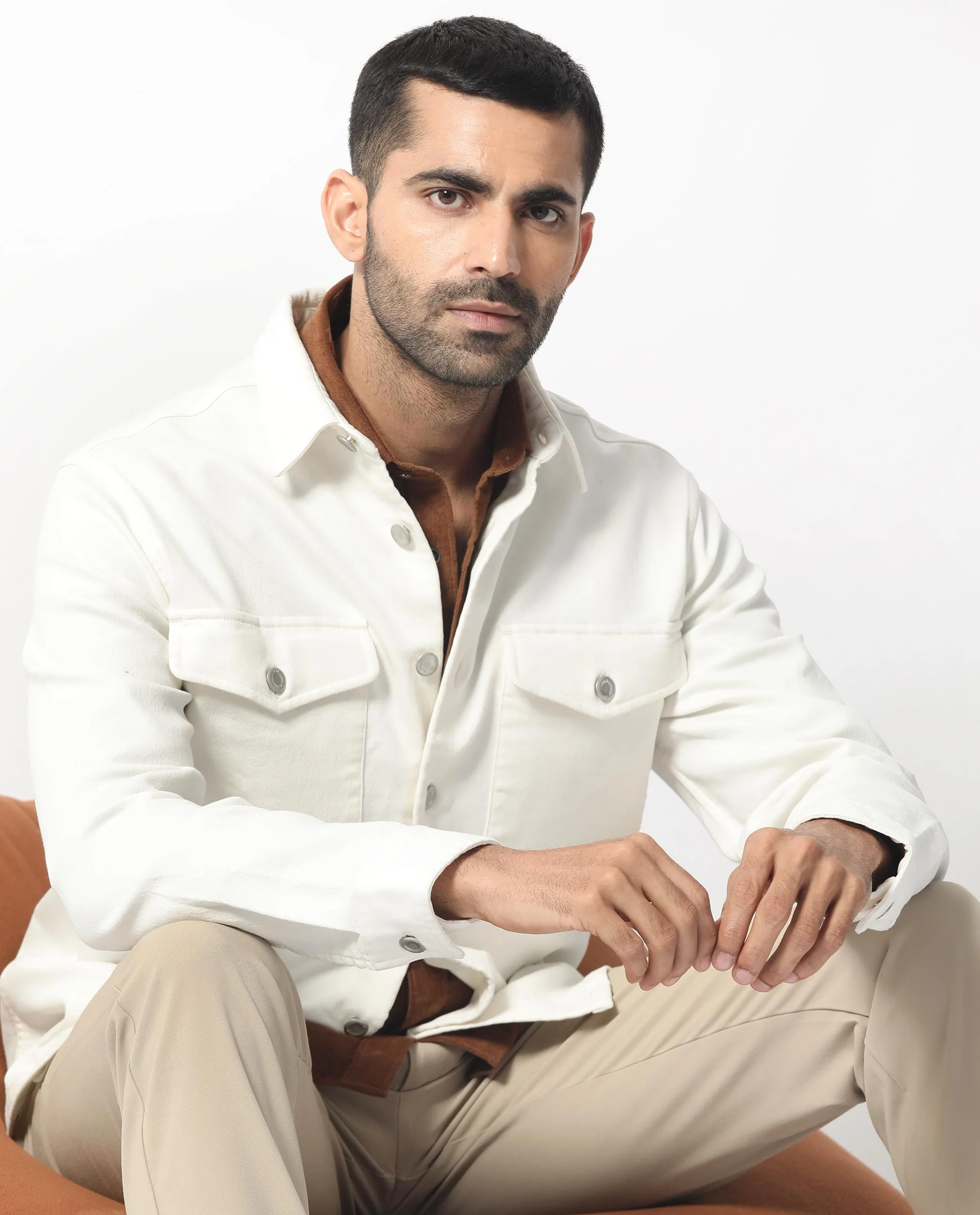 Rare Rabbit Men's Feld White Cotton Plain Relaxed Fit Full Sleeve Collared Shacket - Image 4