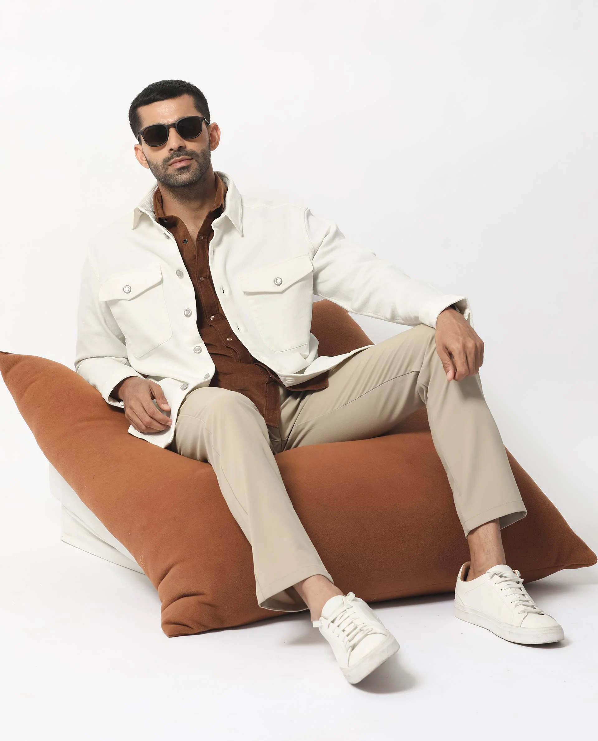 Rare Rabbit Men's Feld White Cotton Plain Relaxed Fit Full Sleeve Collared Shacket - Image 5