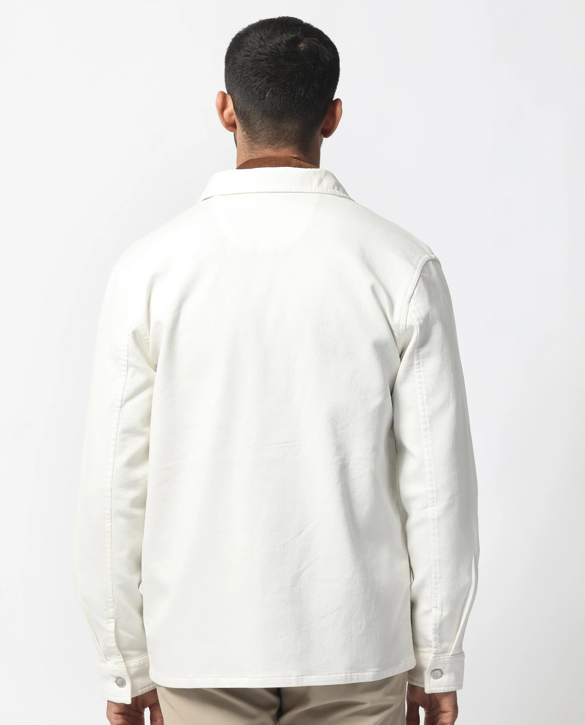 Rare Rabbit Men's Feld White Cotton Plain Relaxed Fit Full Sleeve Collared Shacket - Image 9
