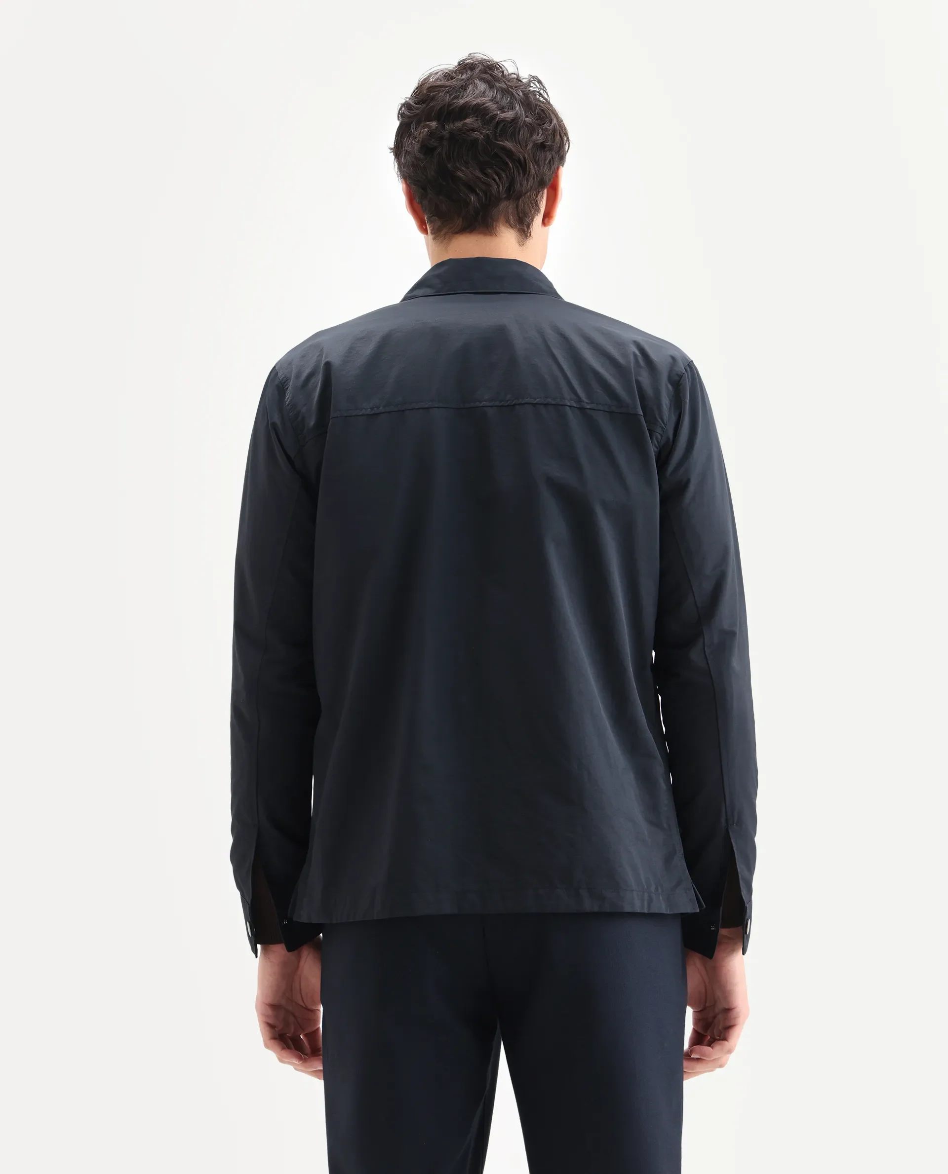 Rare Rabbit Men's Feliu Navy Cotton Plain Regular Fit Full Sleeve Spread Collar Jacket - Image 7