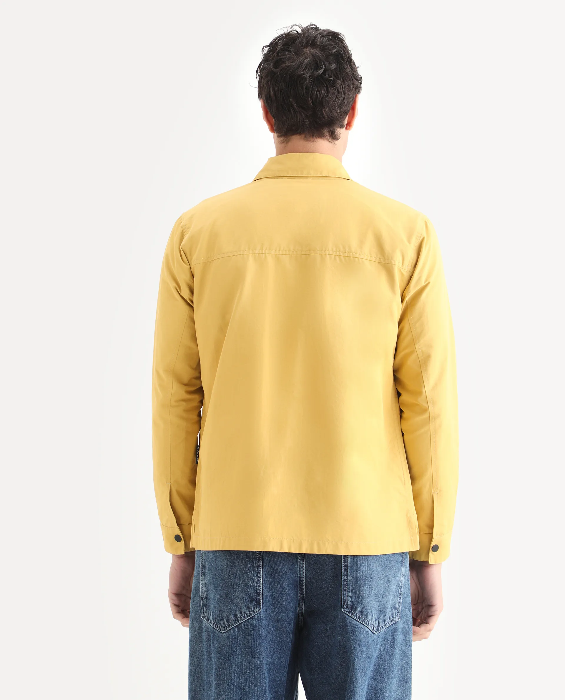 Rare Rabbit Men's Feliu Yellow Cotton Plain Regular Fit Full Sleeve Spread Collar Jacket - Image 6
