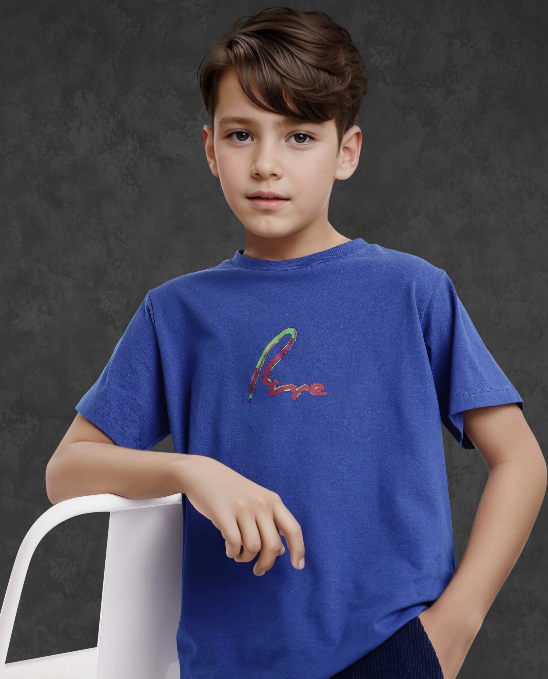 Rare Ones Kids Felix Blue Cotton Half Sleeves Crew Neck Graphic Print T-Shirt - Image 3