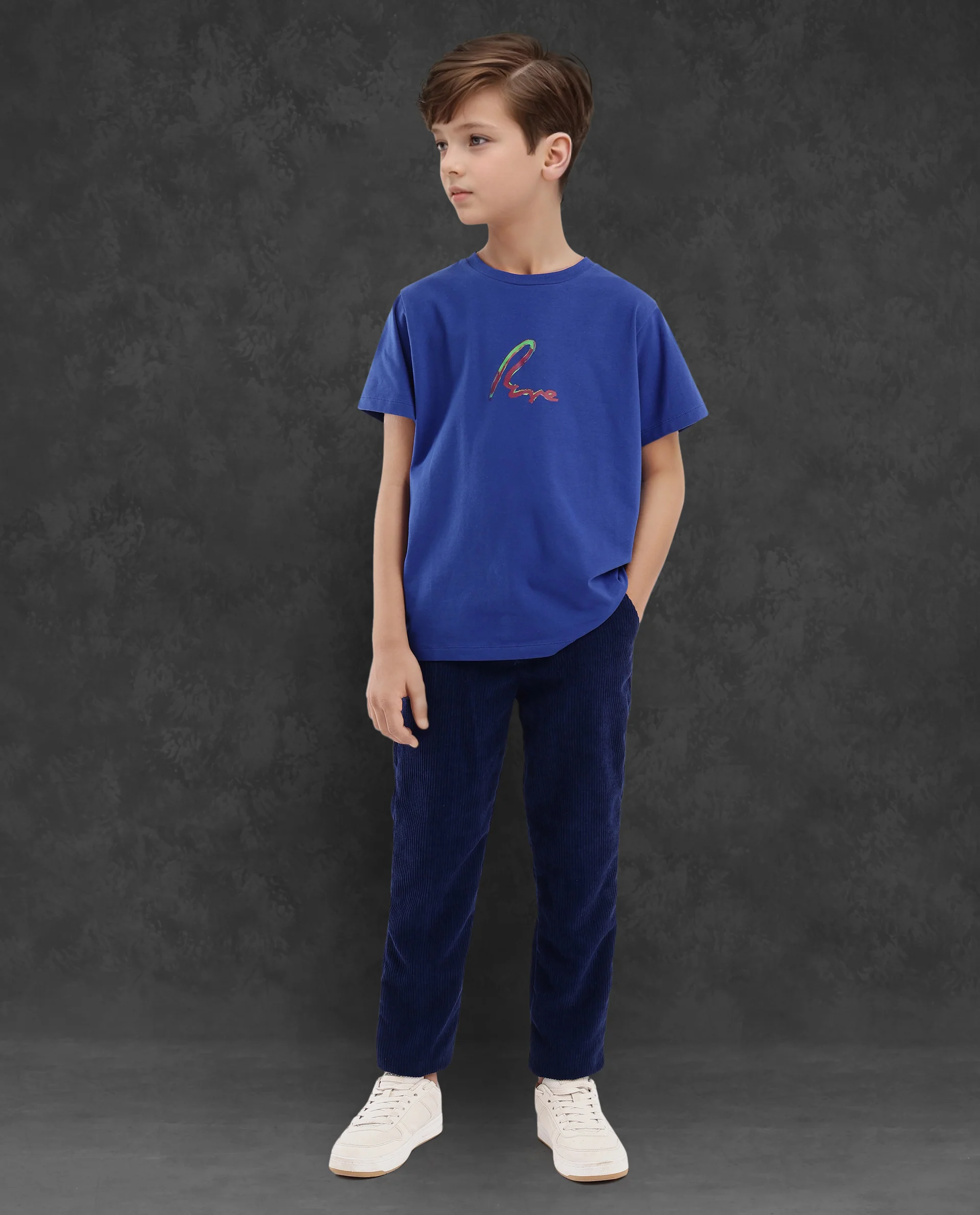 Rare Ones Kids Felix Blue Cotton Half Sleeves Crew Neck Graphic Print T-Shirt - Image 5