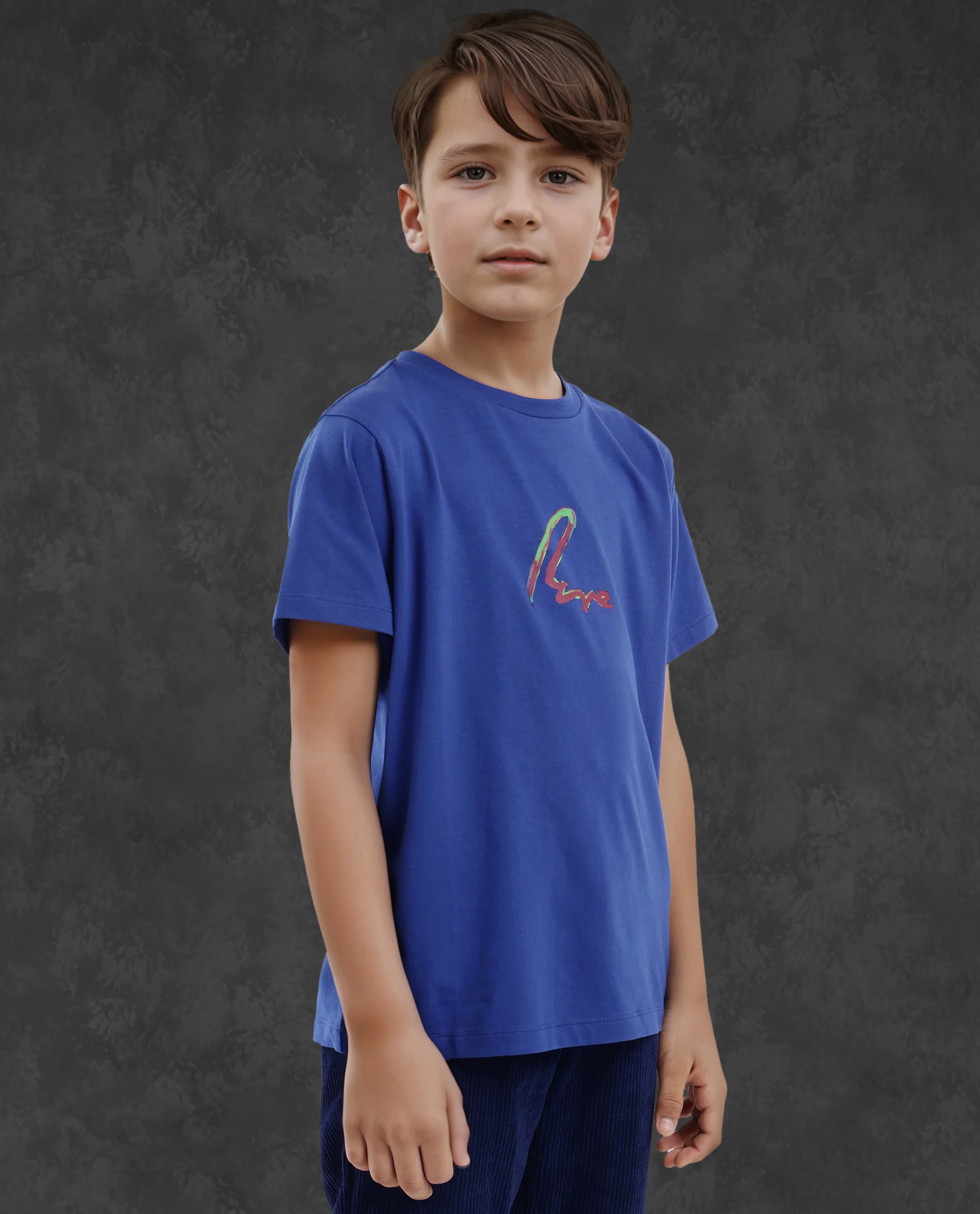 Rare Ones Kids Felix Blue Cotton Half Sleeves Crew Neck Graphic Print T-Shirt - Image 7