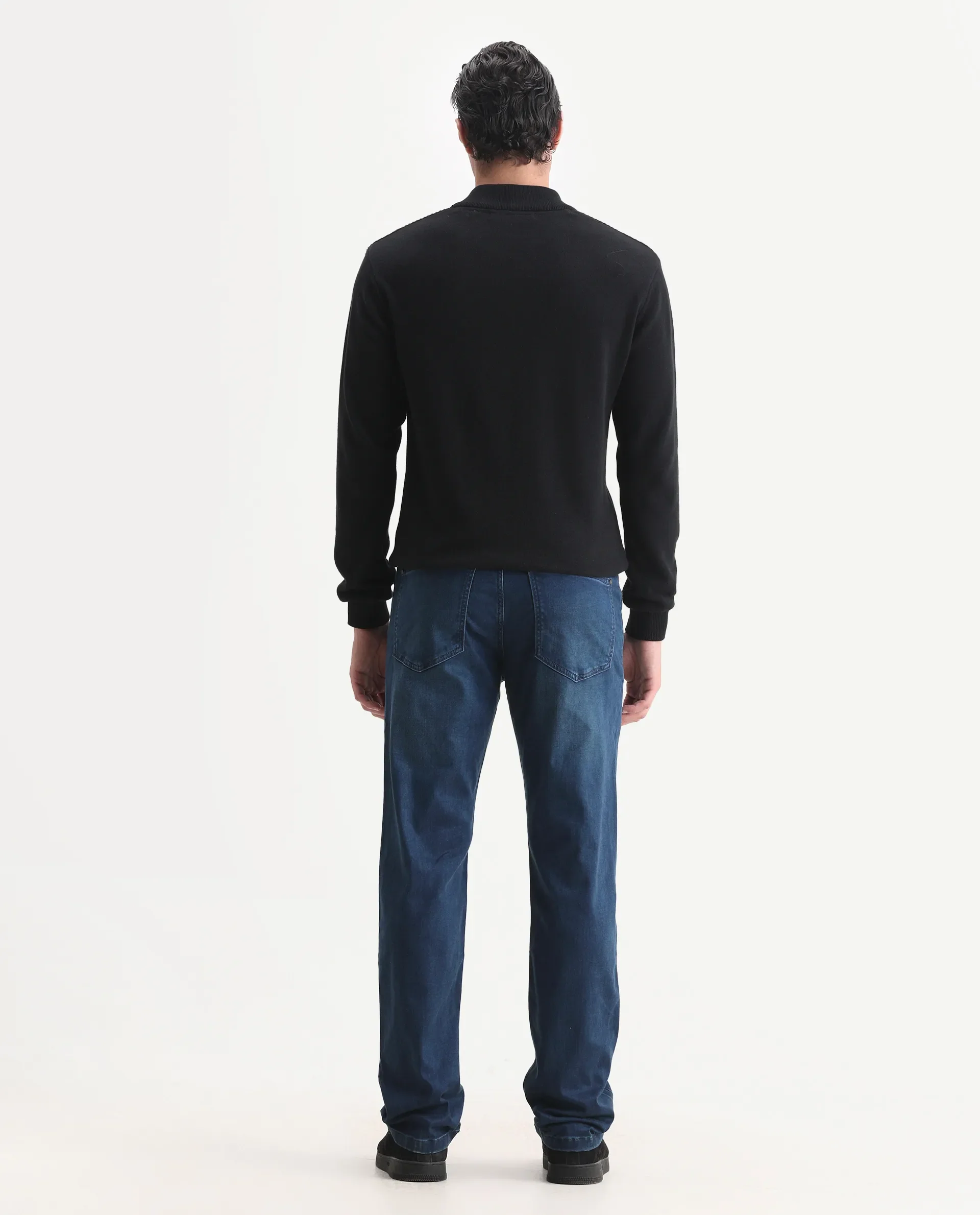 Rare Rabbit Men's Felix-M Dark Blue Cotton Blend Fabric Morris Regular Fit Plain Jeans - Image 8
