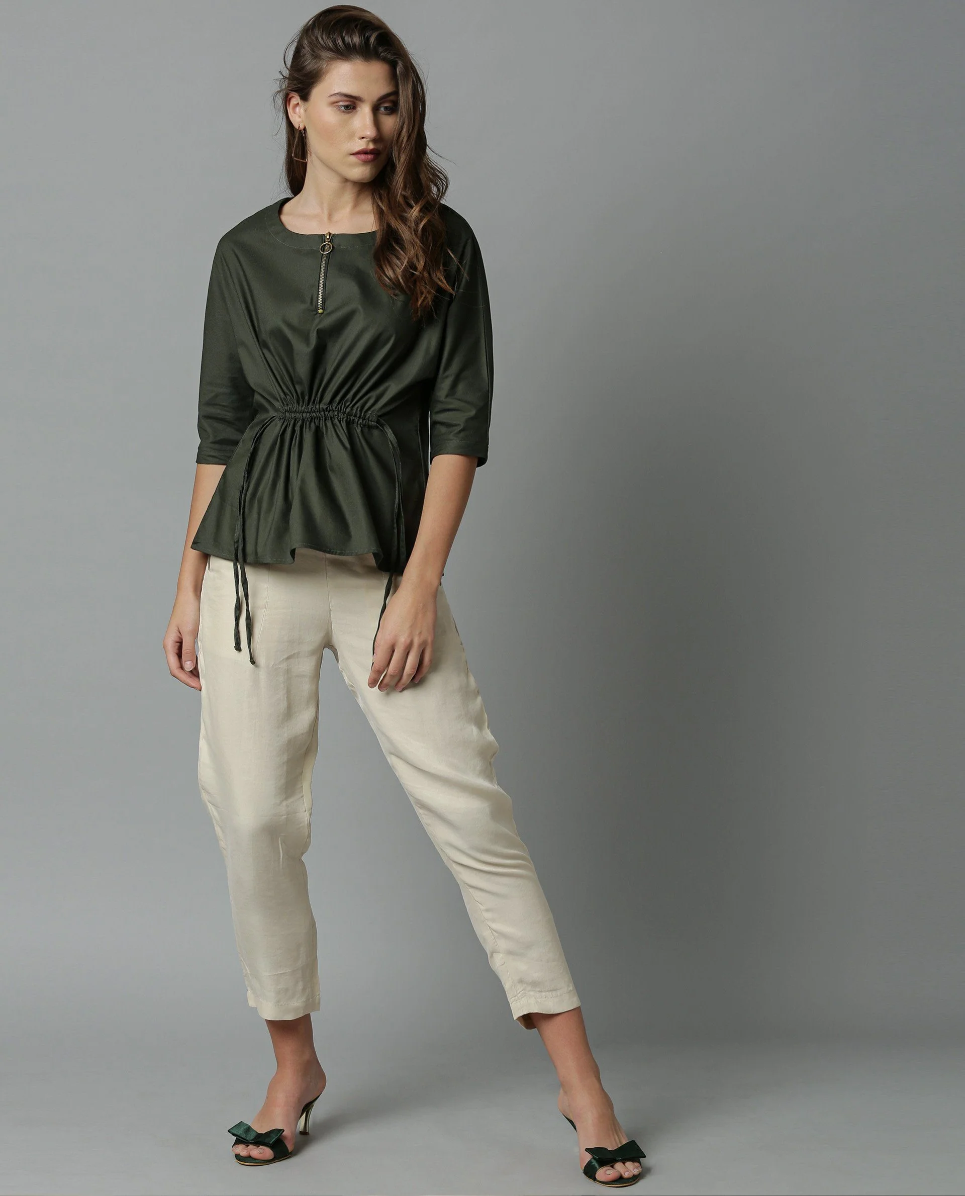 Rareism Women Fenny Green Top Short Sleeves Solid - Image 2