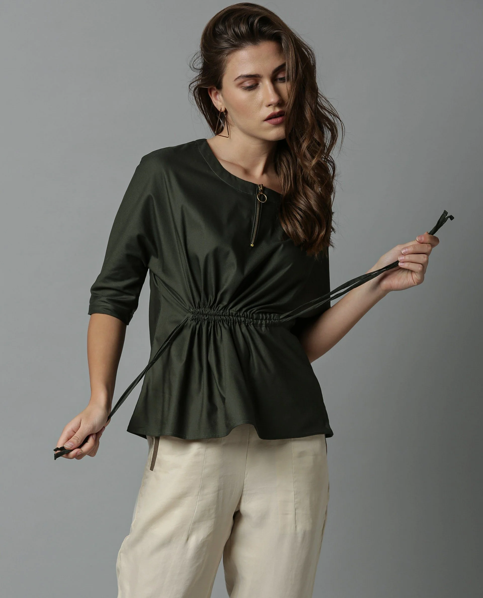 Rareism Women Fenny Green Top Short Sleeves Solid - Image 5
