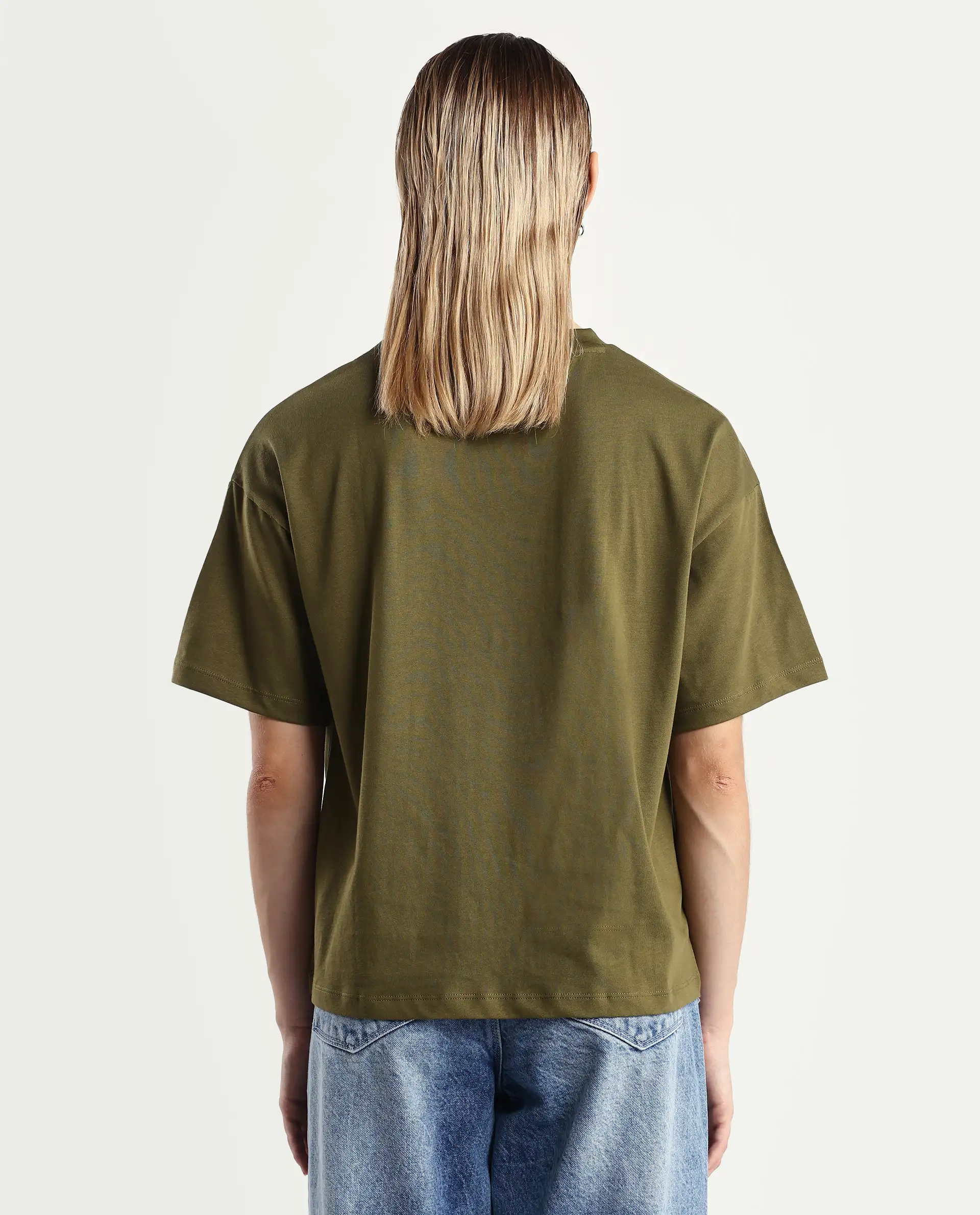 Rareism Women's Fer Dark Olive Cotton Crew Neck Relaxed Fit T-Shirt - Image 7