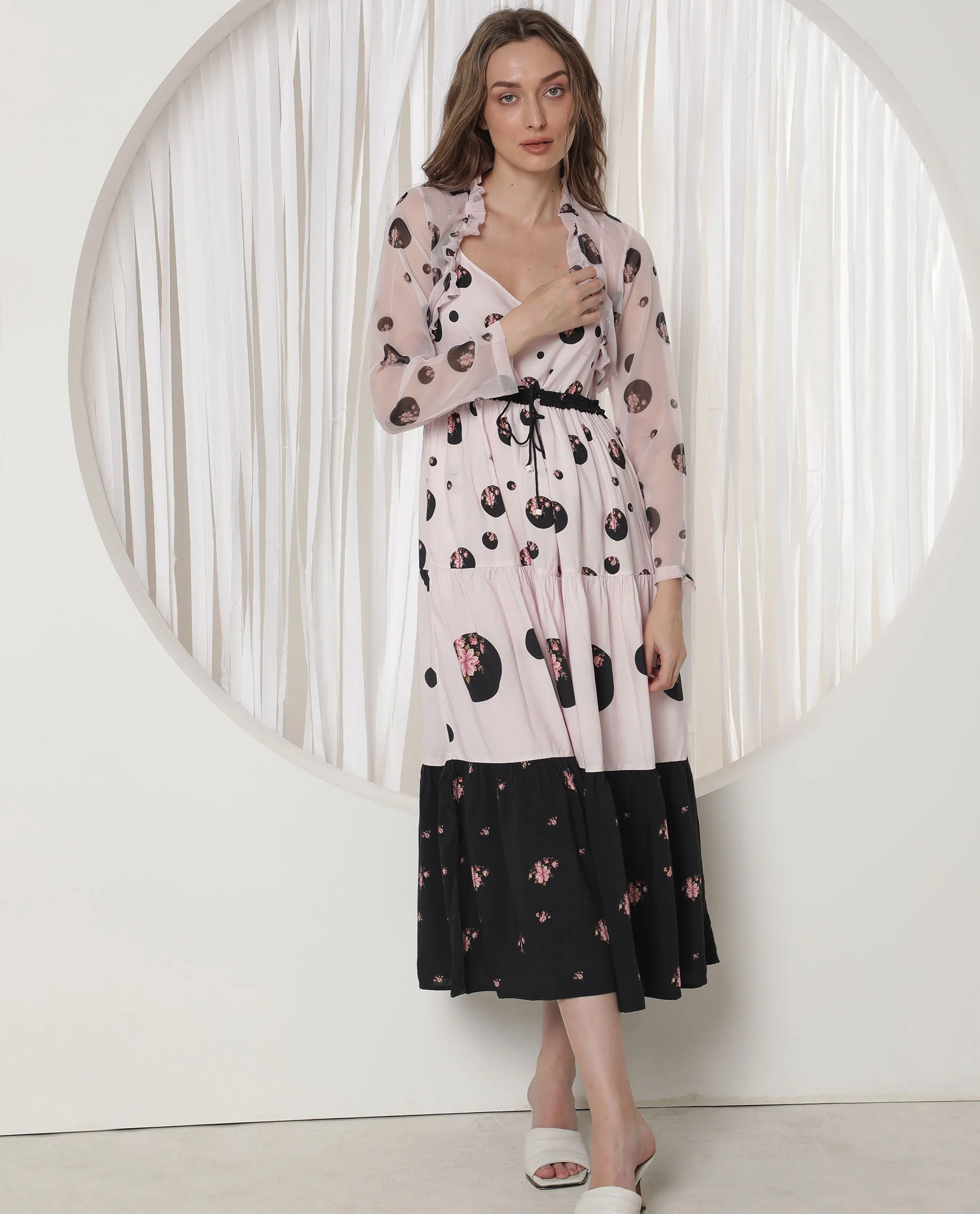 Rareism Women's Fern Pink Polyester Collarless Floral Print Regular Fit Shrug - Image 8