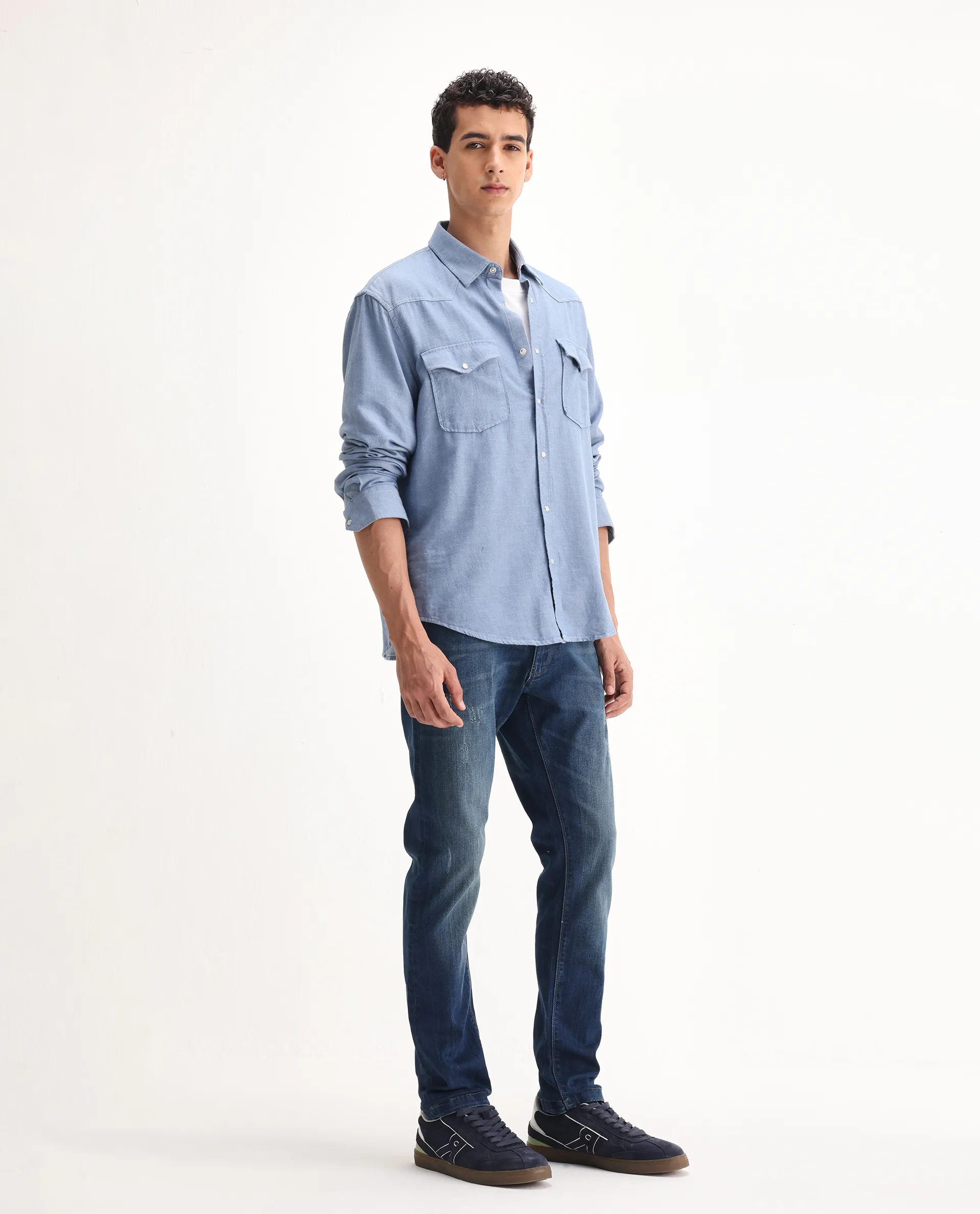 Rare Rabbit Men's Ferrer Navy Cotton Plain Hawk Slim Fit Jeans - Image 6