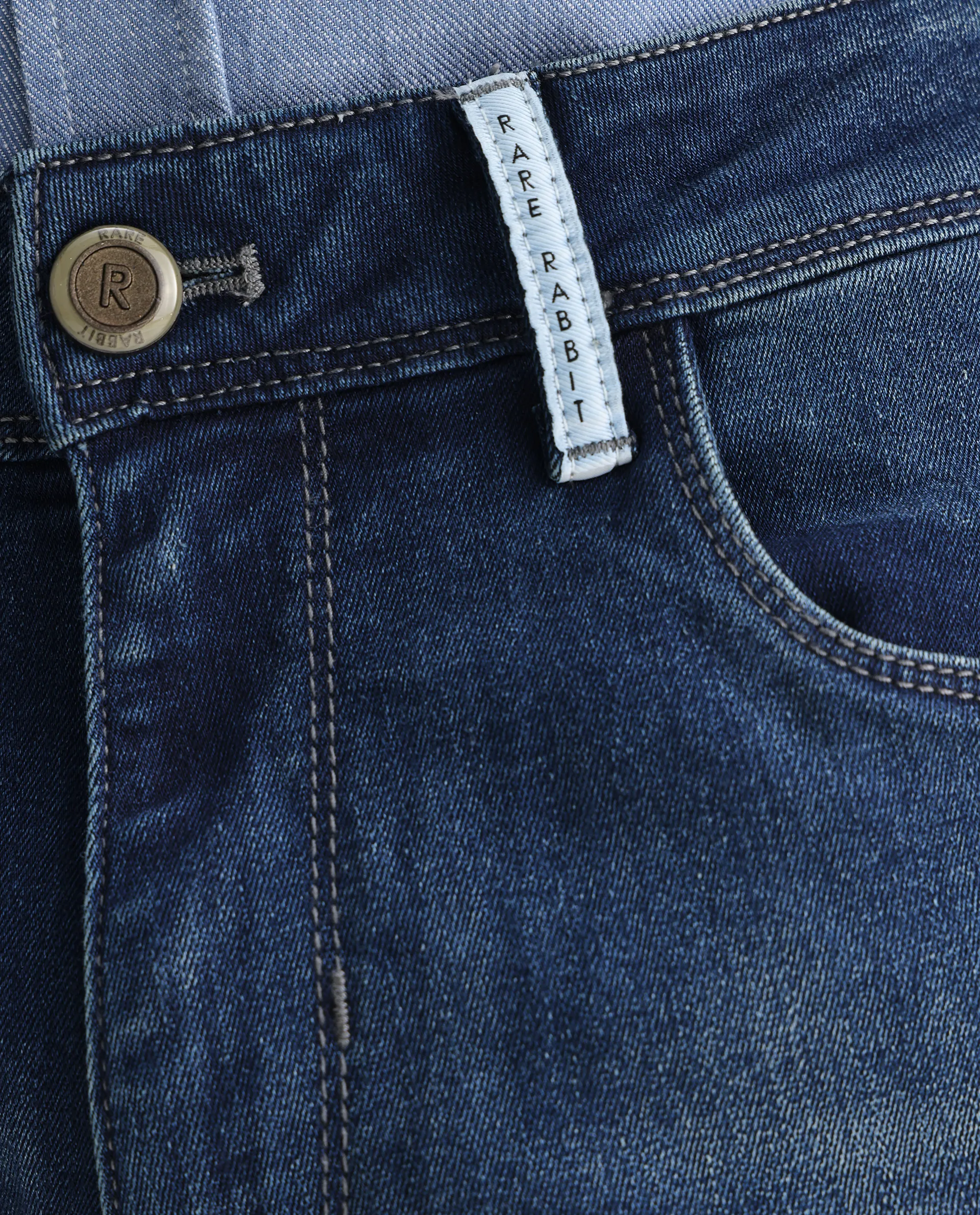 Rare Rabbit Men's Ferrer Navy Cotton Plain Hawk Slim Fit Jeans - Image 7