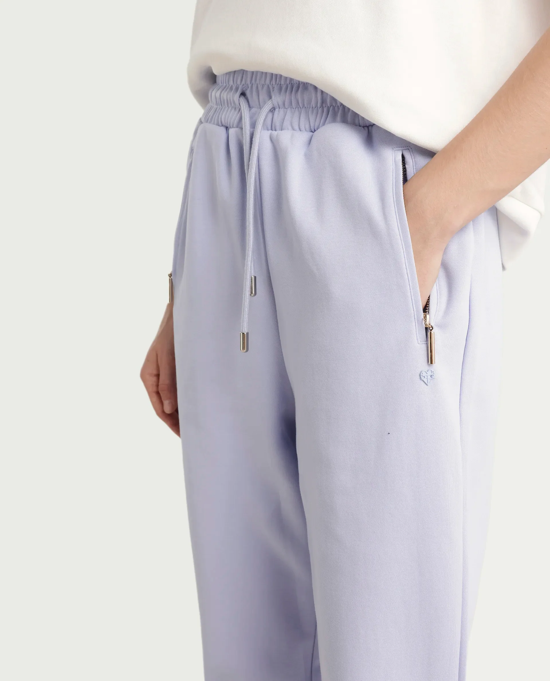Rareism Women's Fider Light Blue Cotton Blend Plain Ankle Length Tapered Track Pant - Image 4