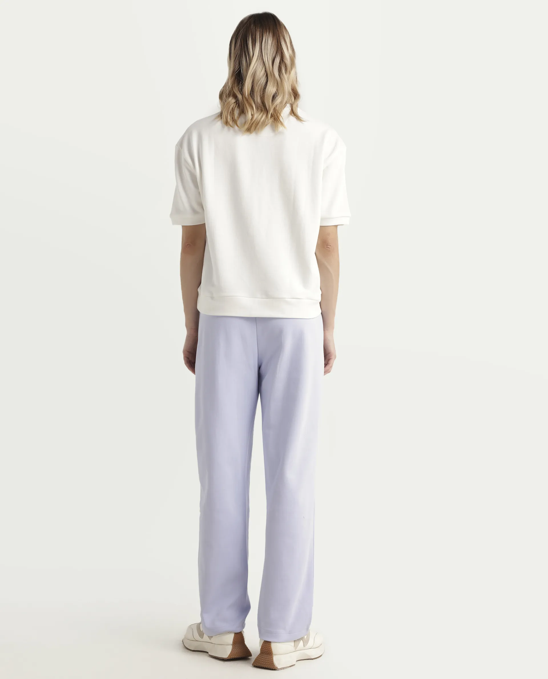 Rareism Women's Fider Light Blue Cotton Blend Plain Ankle Length Tapered Track Pant - Image 7