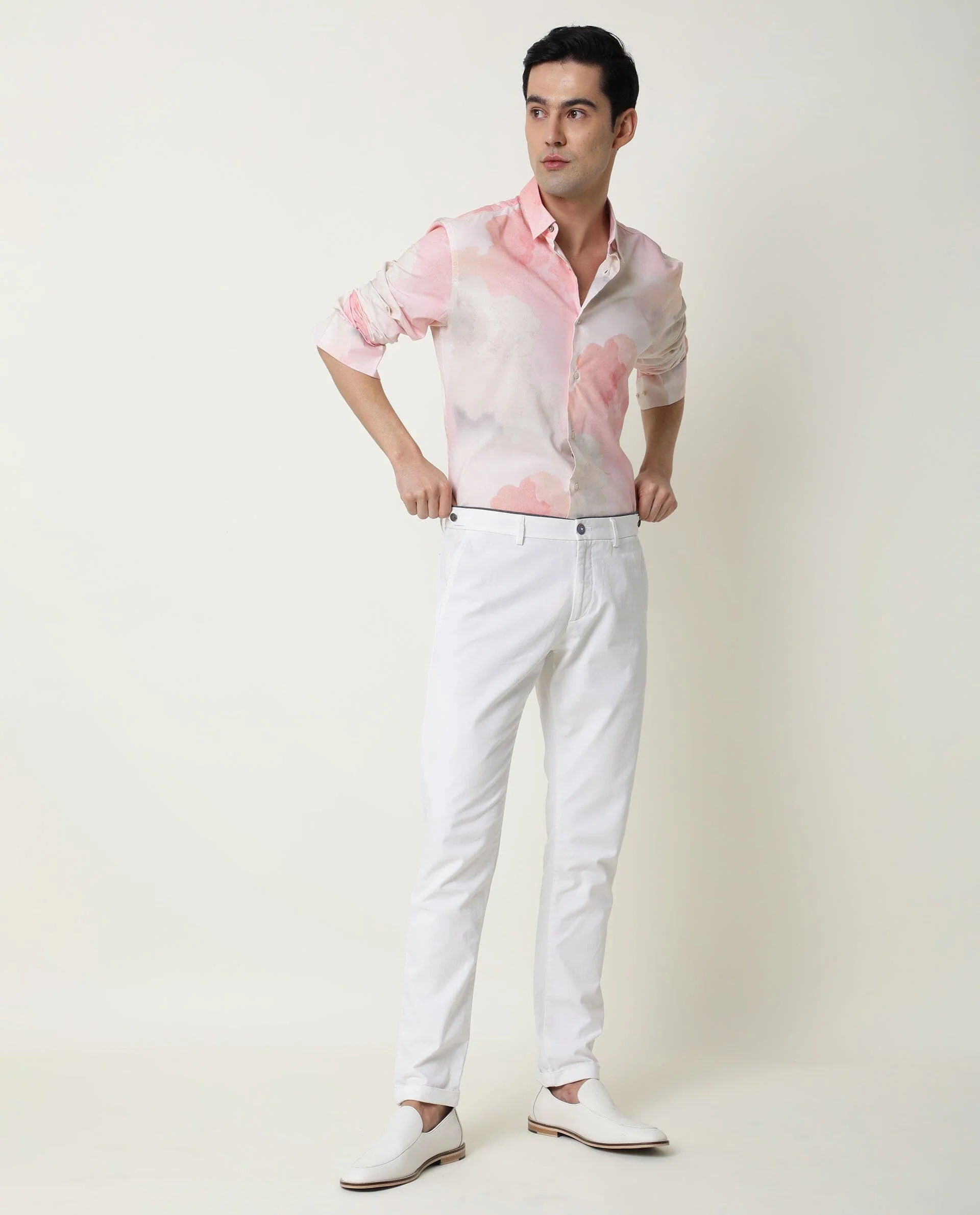 Rare Rabbit Men's Fife Pink Viscose Abstract Print Regular Fit Full Sleeve Collared Shirt - Image 2