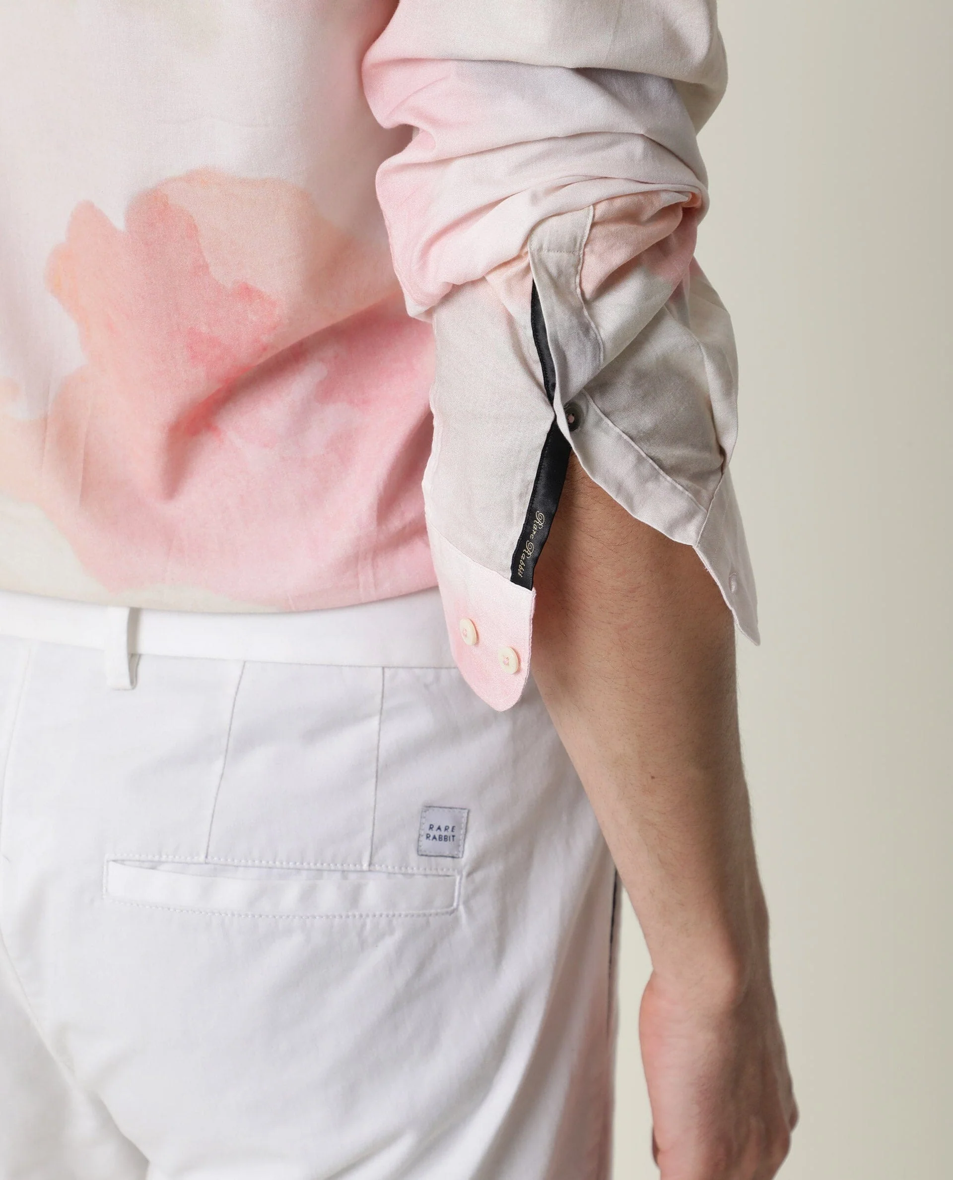 Rare Rabbit Men's Fife Pink Viscose Abstract Print Regular Fit Full Sleeve Collared Shirt - Image 5