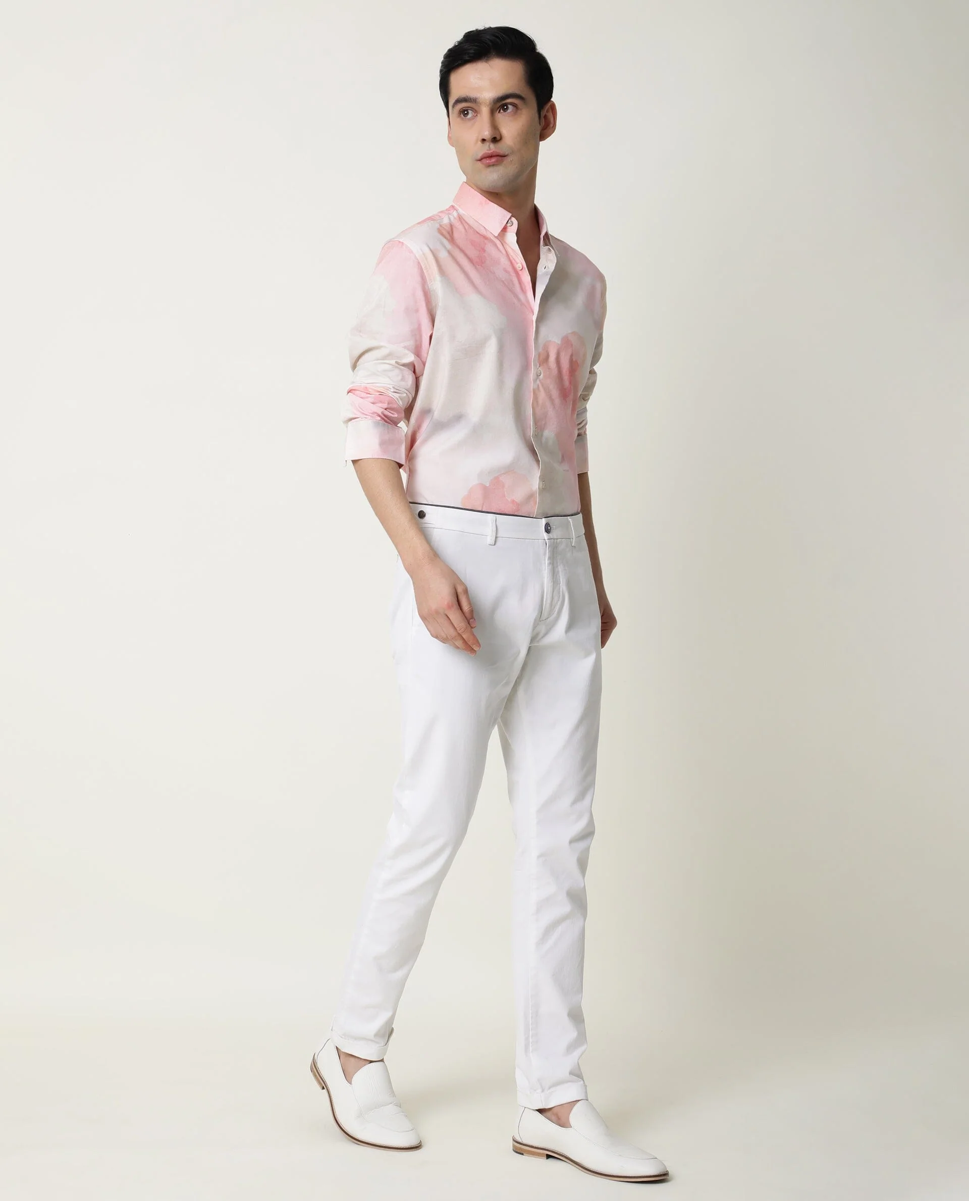 Rare Rabbit Men's Fife Pink Viscose Abstract Print Regular Fit Full Sleeve Collared Shirt - Image 7