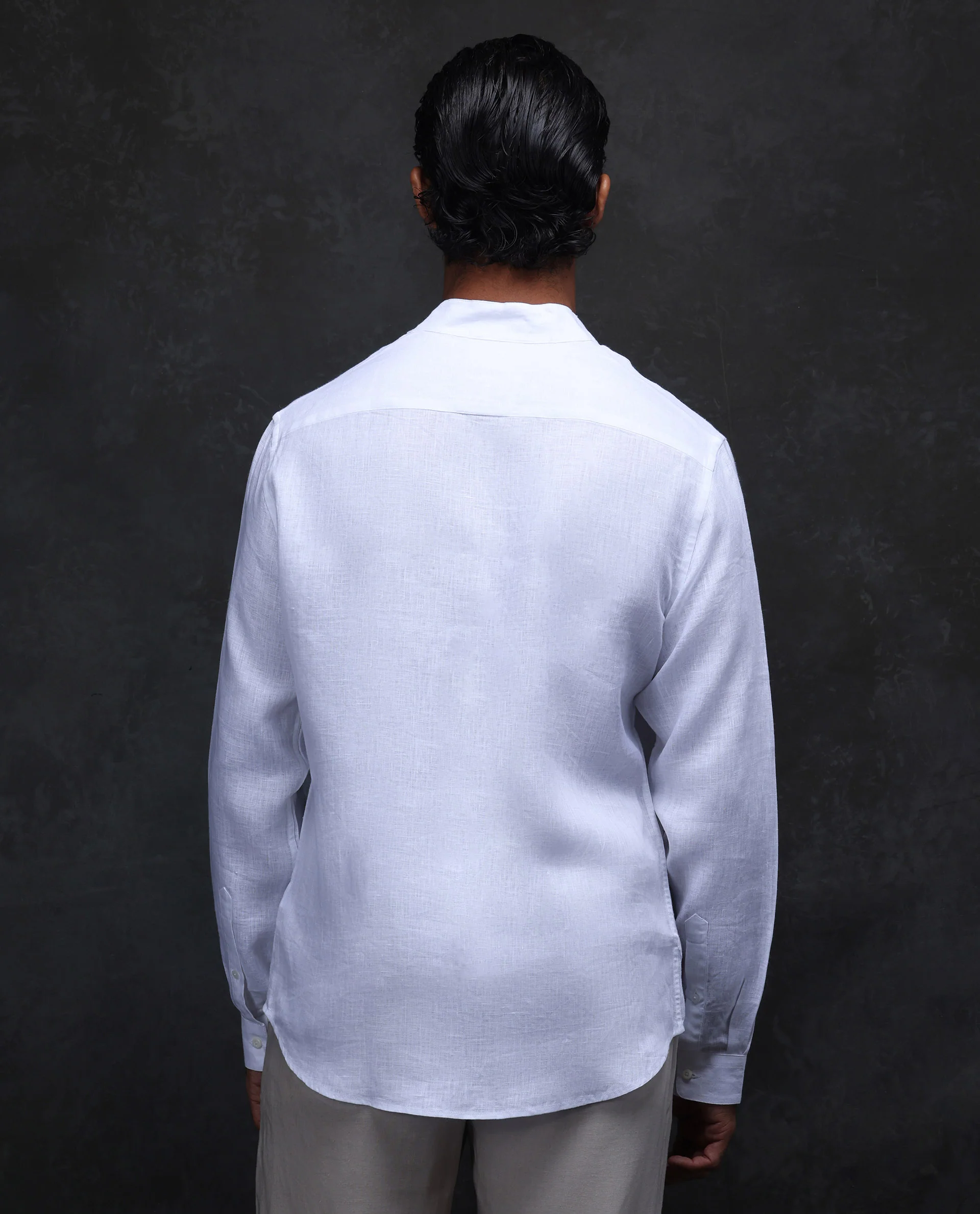 Rare Rabbit Men's Fig White 100% Linen Plain Regular Fit Full Sleeve Collared Shirt - Image 7