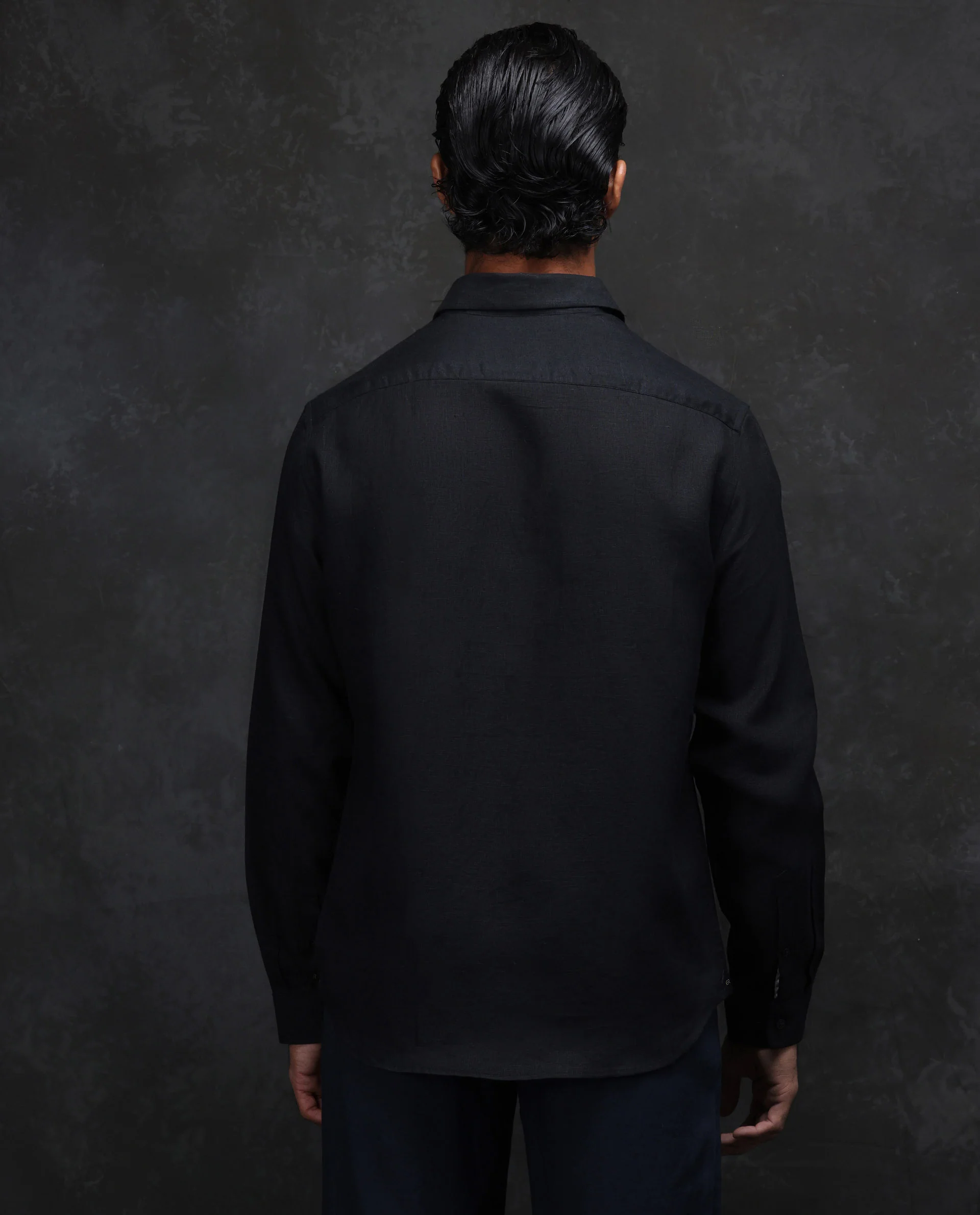 Rare Rabbit Men's Fign Black 100% Linen Plain Regular Fit Full Sleeve Collared Shirt - Image 7