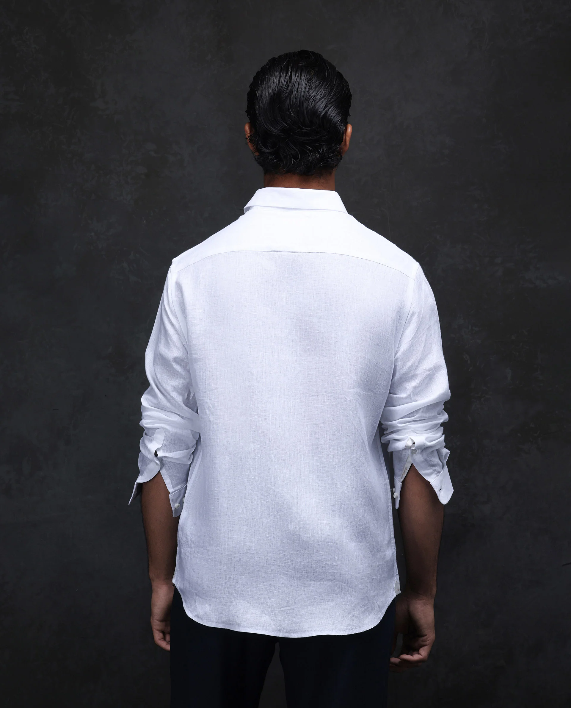 Rare Rabbit Men's Fign White 100% Linen Plain Regular Fit Full Sleeve Collared Shirt - Image 7