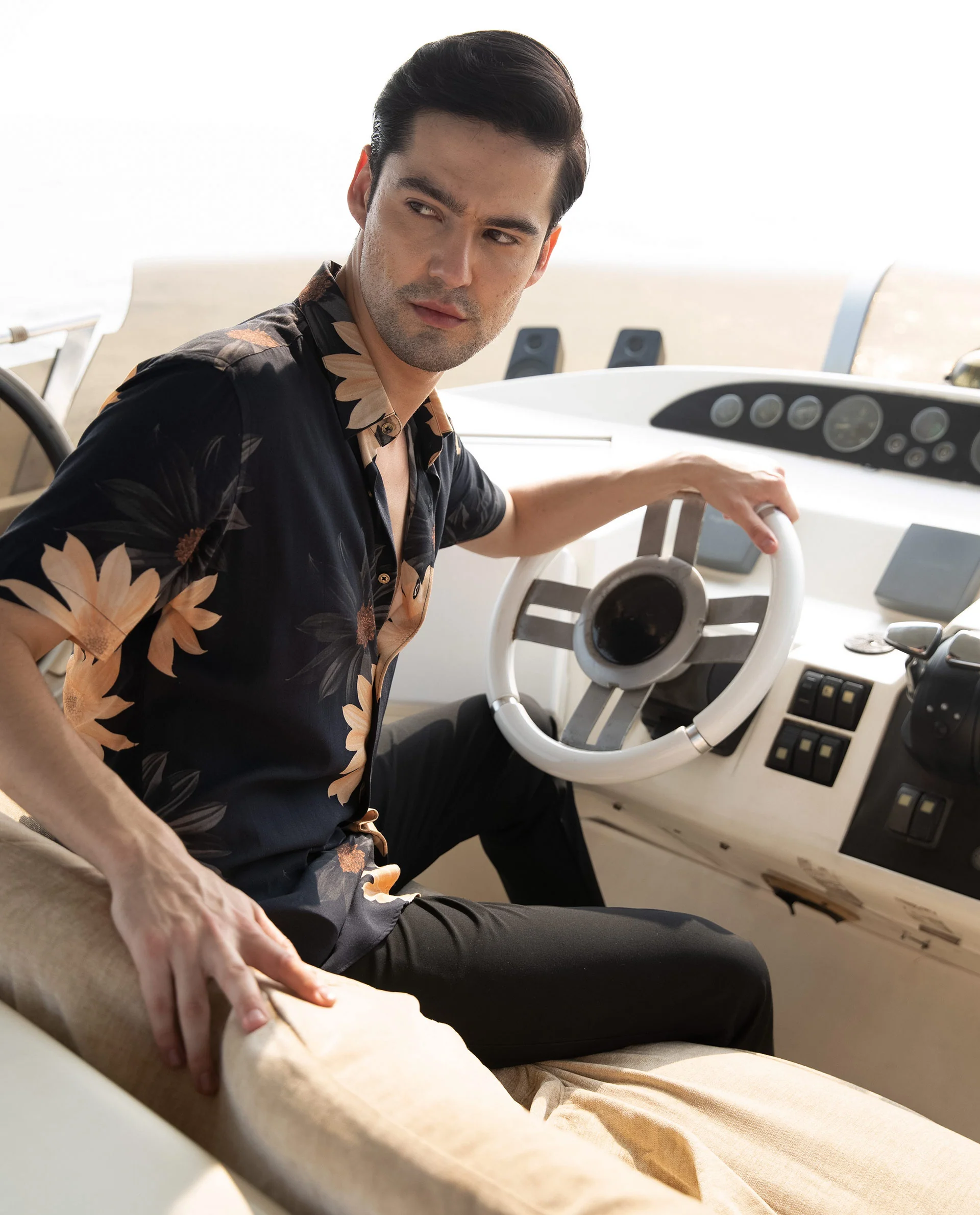 Rare Rabbit Men's Filch Black Floral Print Regular Fit Half Sleeve Collared Shirt - Image 10