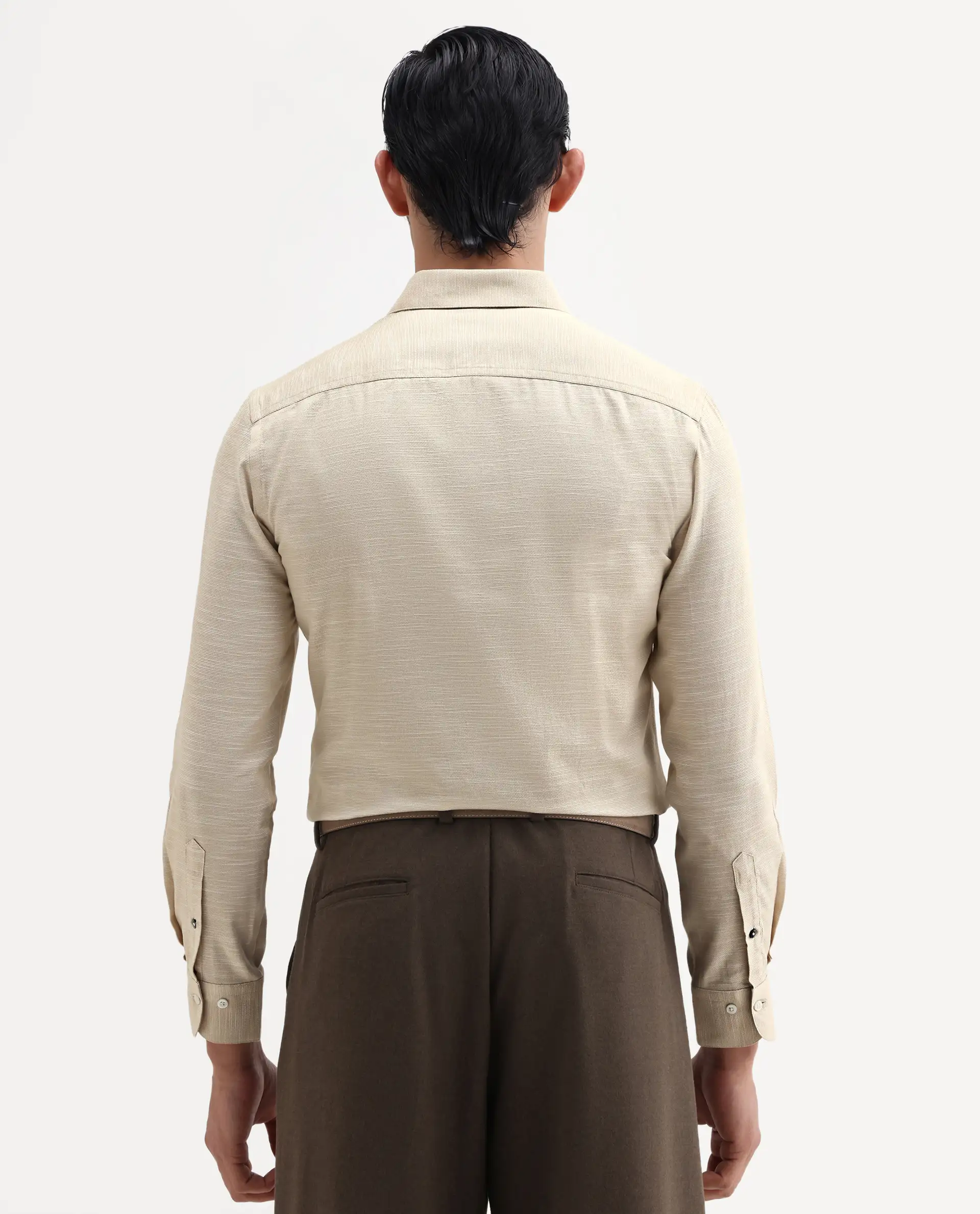Rare Rabbit Men's Filo Light Grey Cotton Full Sleeve Spread Collar Regular Fit Plain Shirt - Image 7