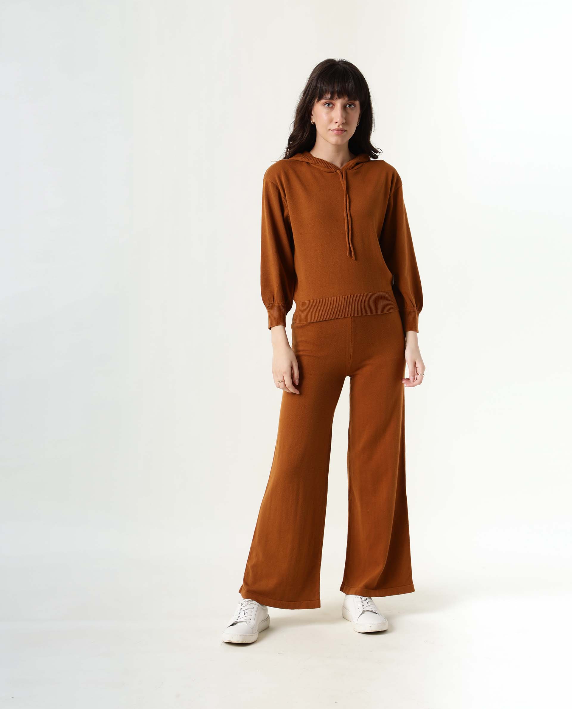 Rareism Women's Finn Rust Cotton Hooded Plain Straight Fit Track Suit - Image 2
