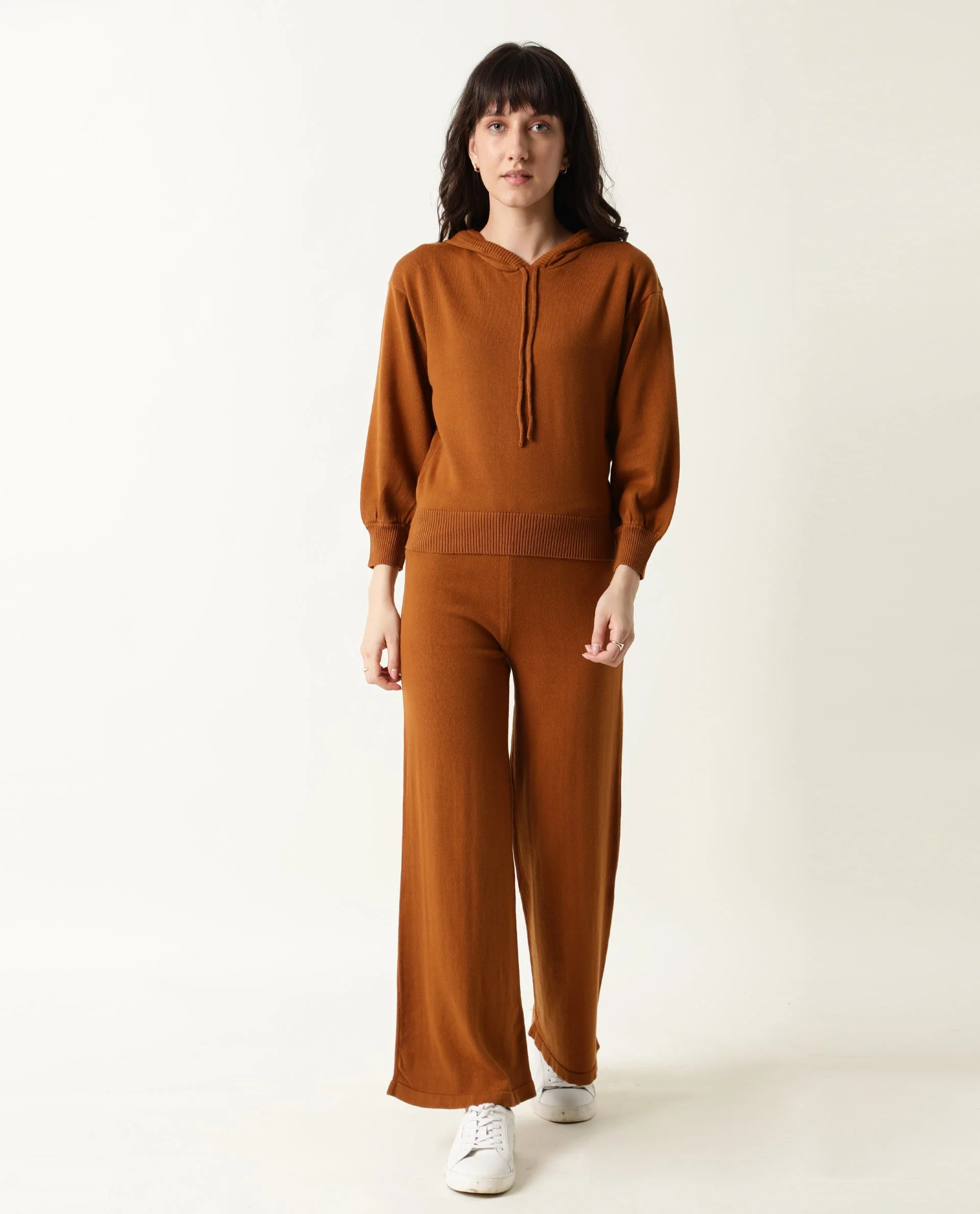 Rareism Women's Finn Rust Cotton Hooded Plain Straight Fit Track Suit - Image 4