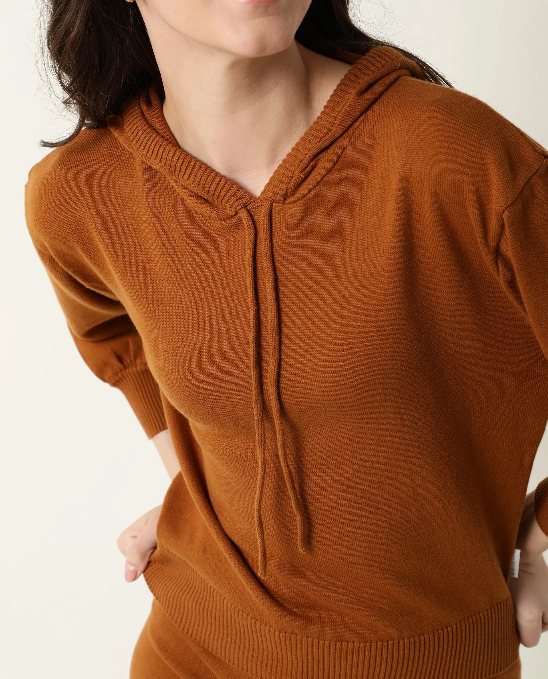 Rareism Women's Finn Rust Cotton Hooded Plain Straight Fit Track Suit - Image 6