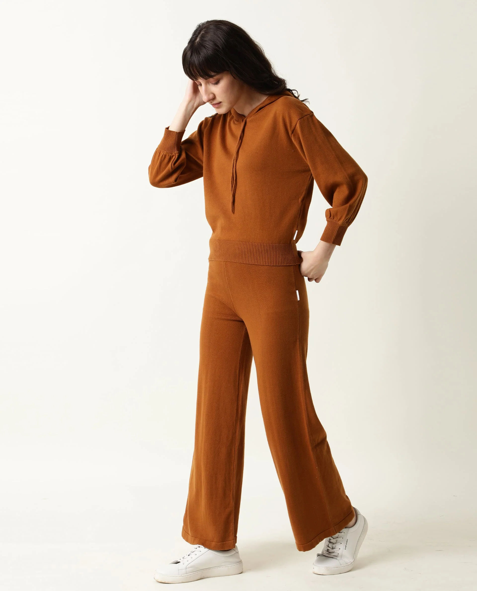 Rareism Women's Finn Rust Cotton Hooded Plain Straight Fit Track Suit - Image 8