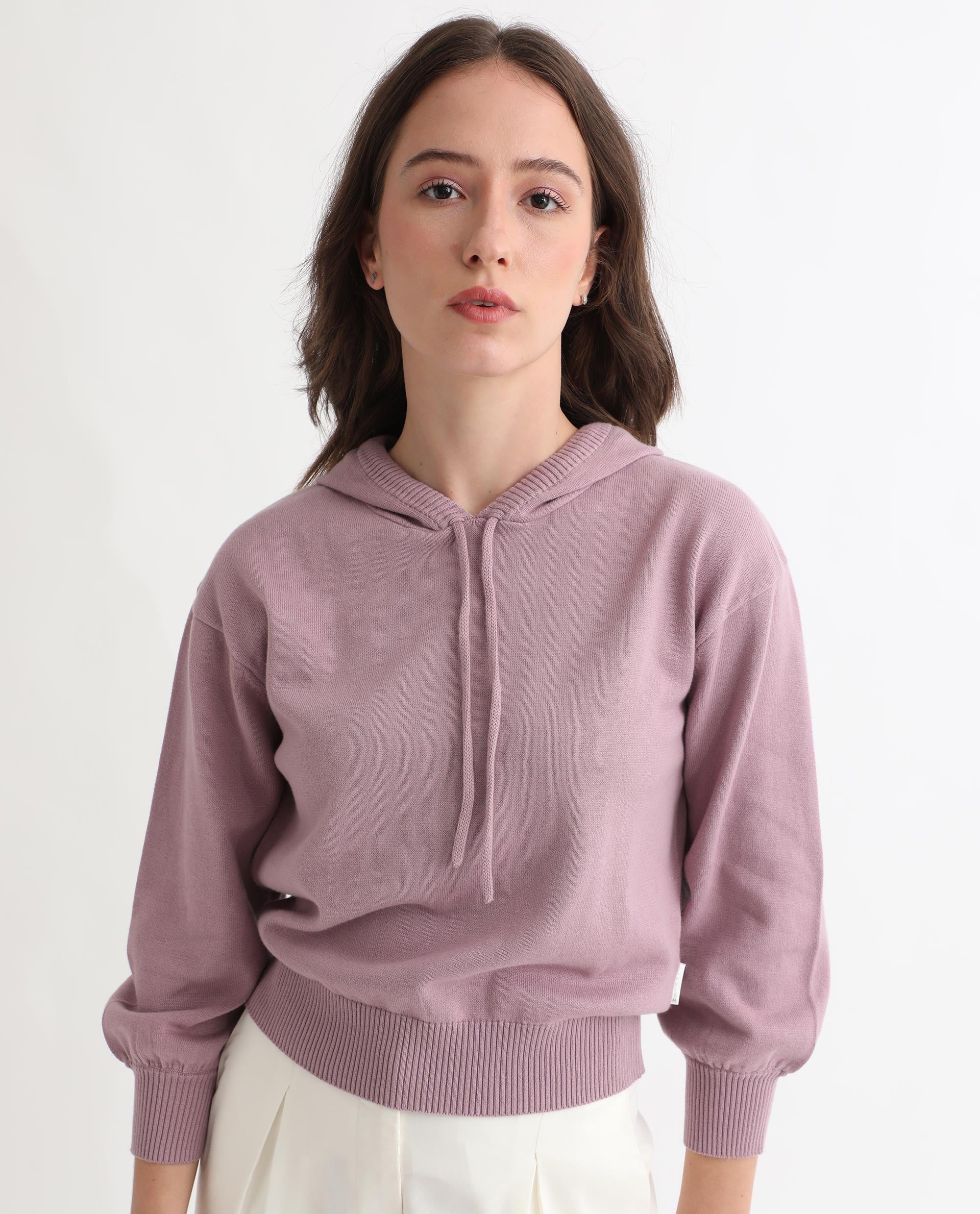 Rareism Women's Finn Sweat Pink Cotton Hooded Plain Relaxed Fit Sweater - Image 5