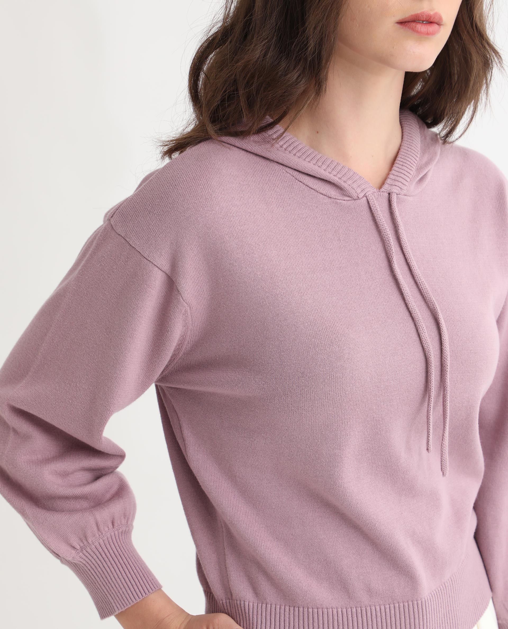 Rareism Women's Finn Sweat Pink Cotton Hooded Plain Relaxed Fit Sweater - Image 6