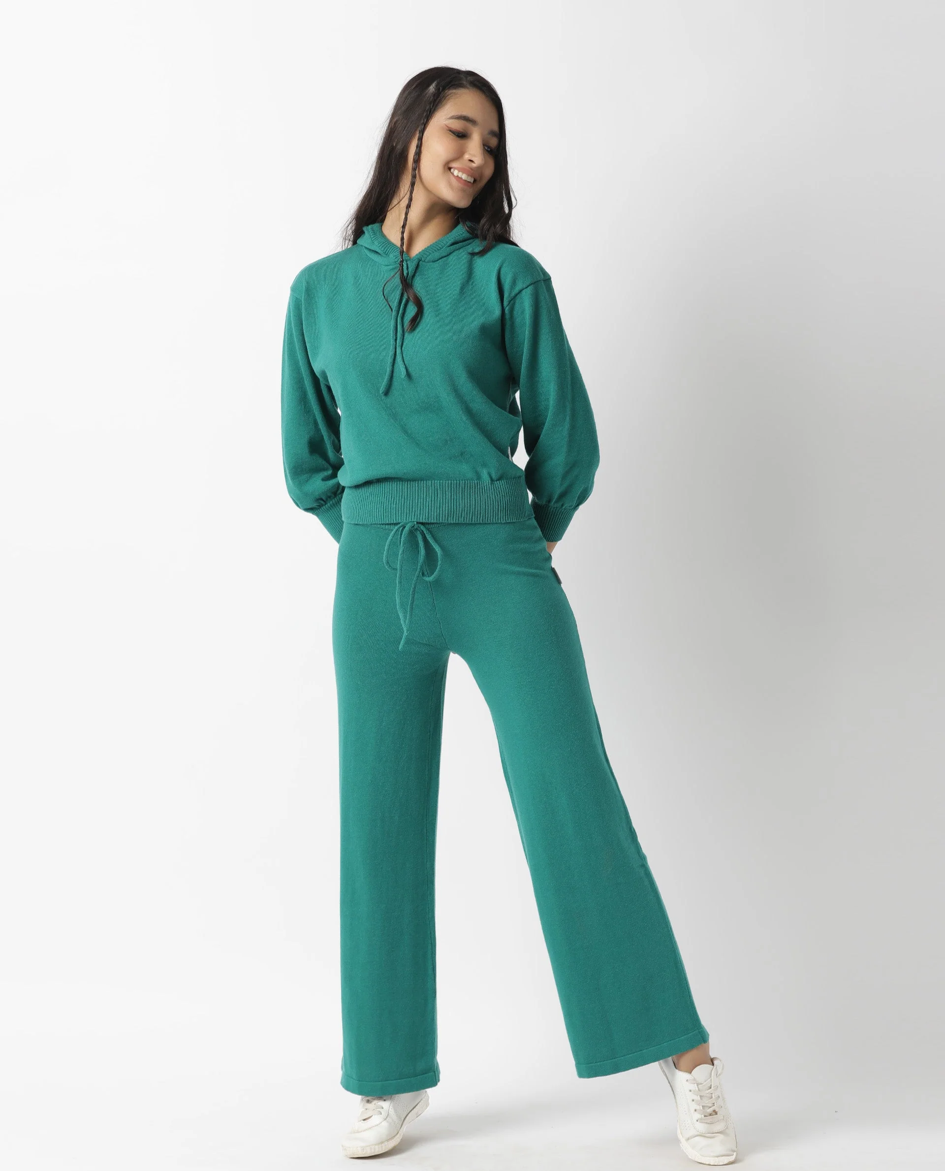 Rareism Women's Tracksuit Cotton Hooded Plain Knee Length Relaxed Fit Track Suit