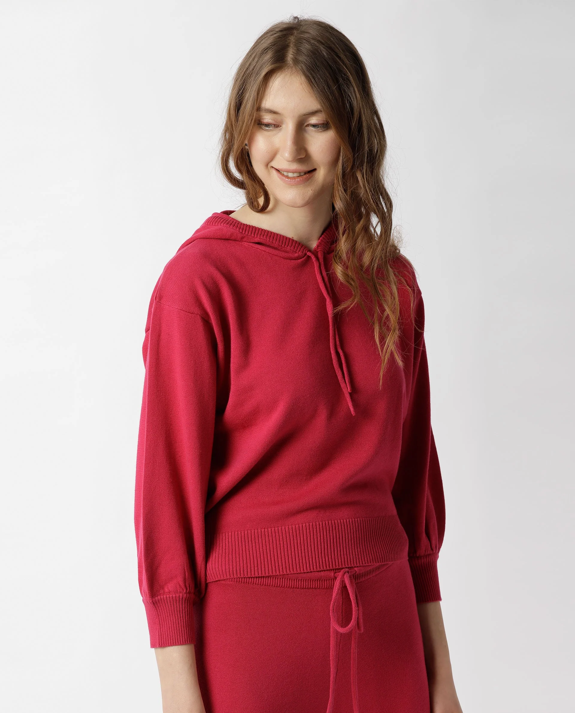 Rareism Women's Track Suit Cotton Hooded Plain Knee Length Relaxed Fit Track Suit - Image 5