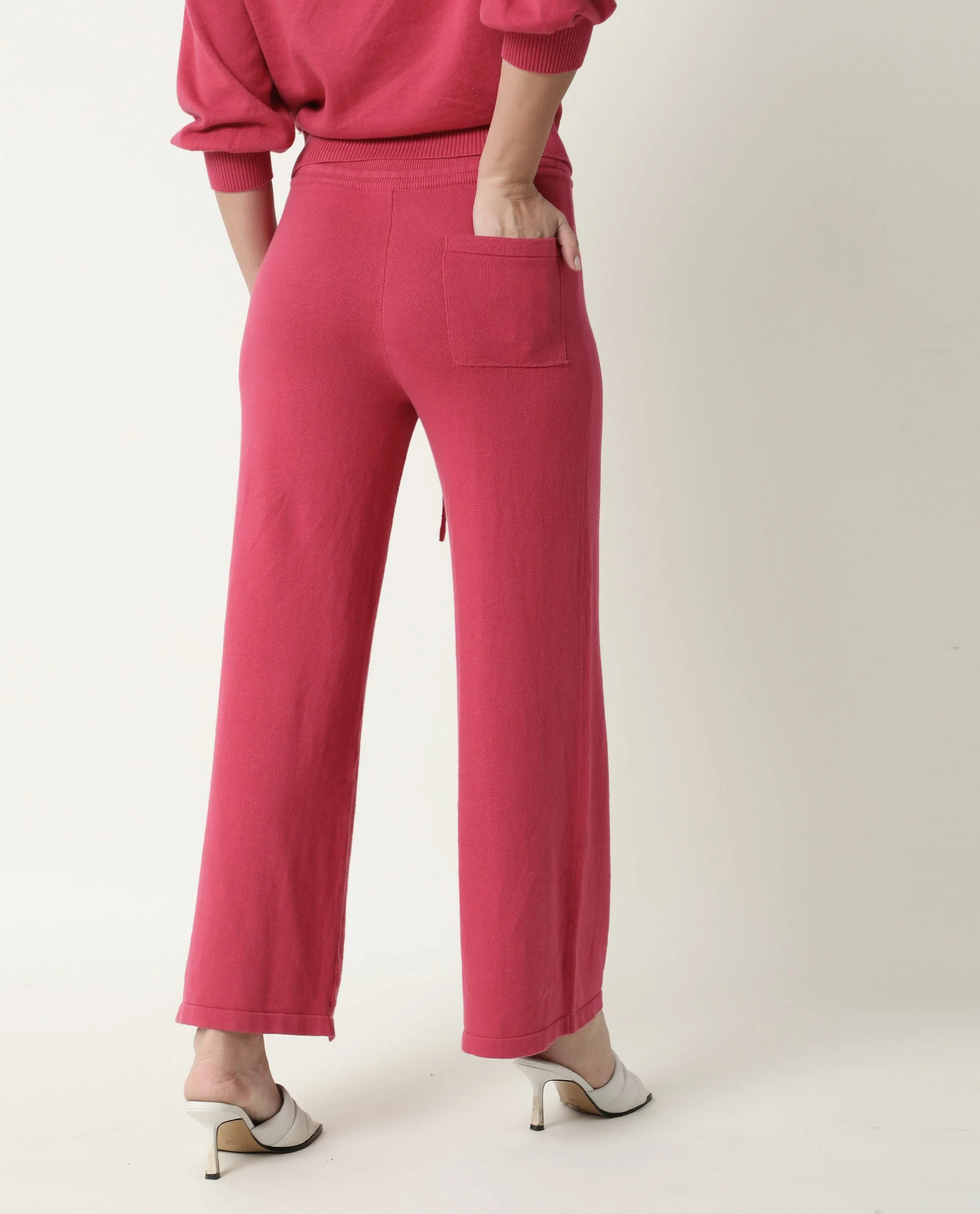 Rareism Women's Finn Light Pink Cotton Hooded Plain Knee Length Straight Fit Track Suit - Image 11