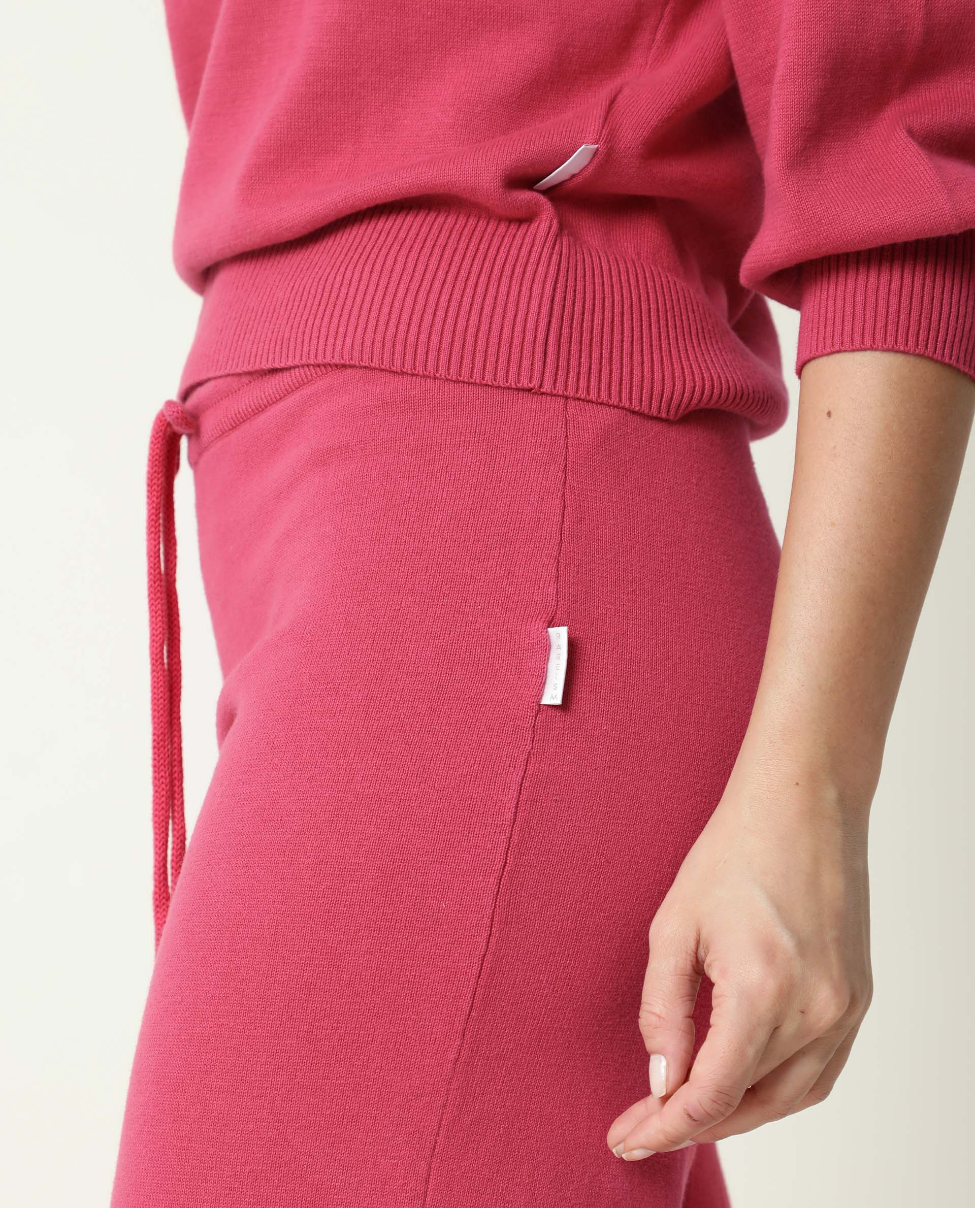 Rareism Women's Finn Light Pink Cotton Hooded Plain Knee Length Straight Fit Track Suit - Image 7