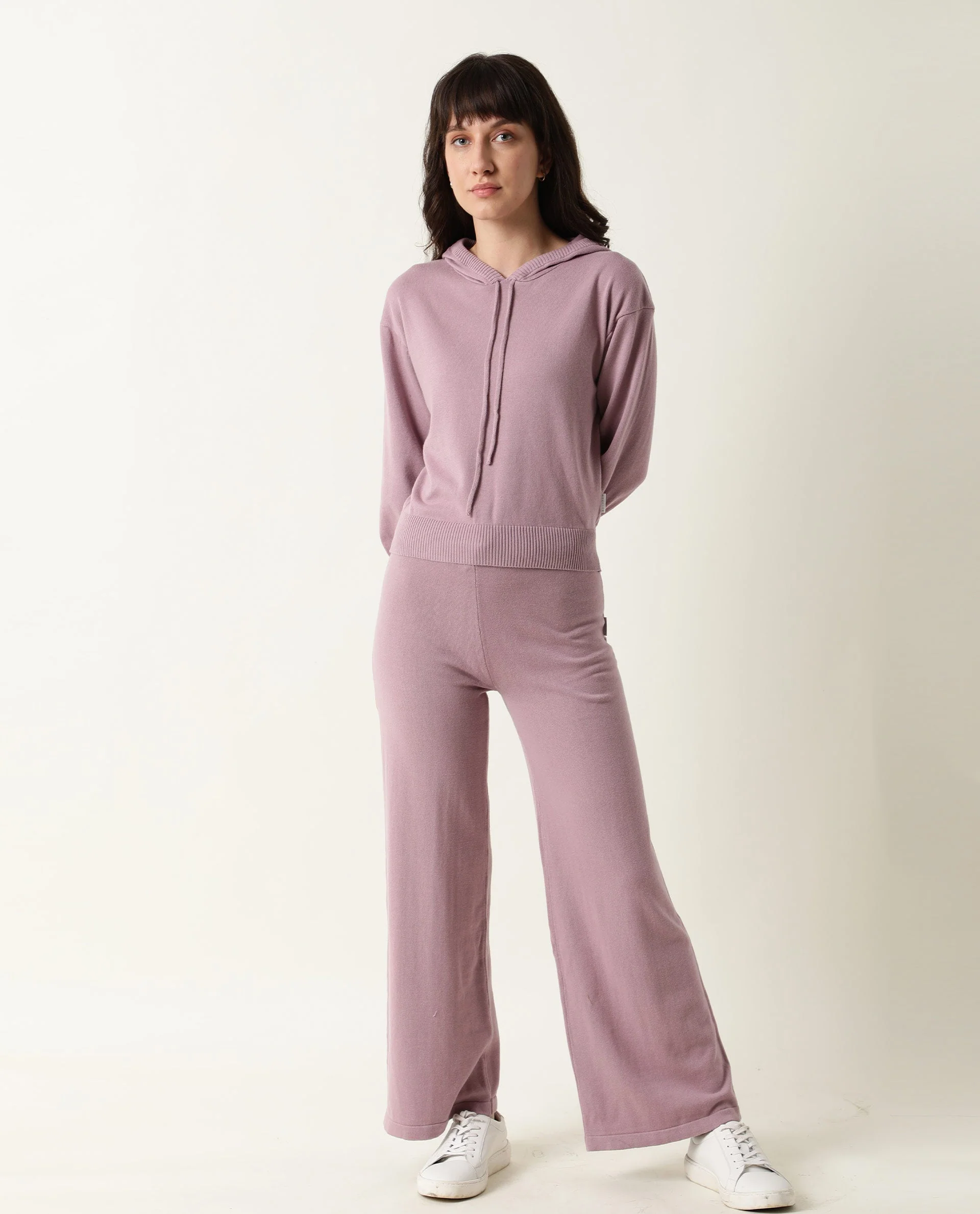 Rareism Women's Finn Silver Pink Cotton Hooded Plain Straight Fit Track Suit - Image 2