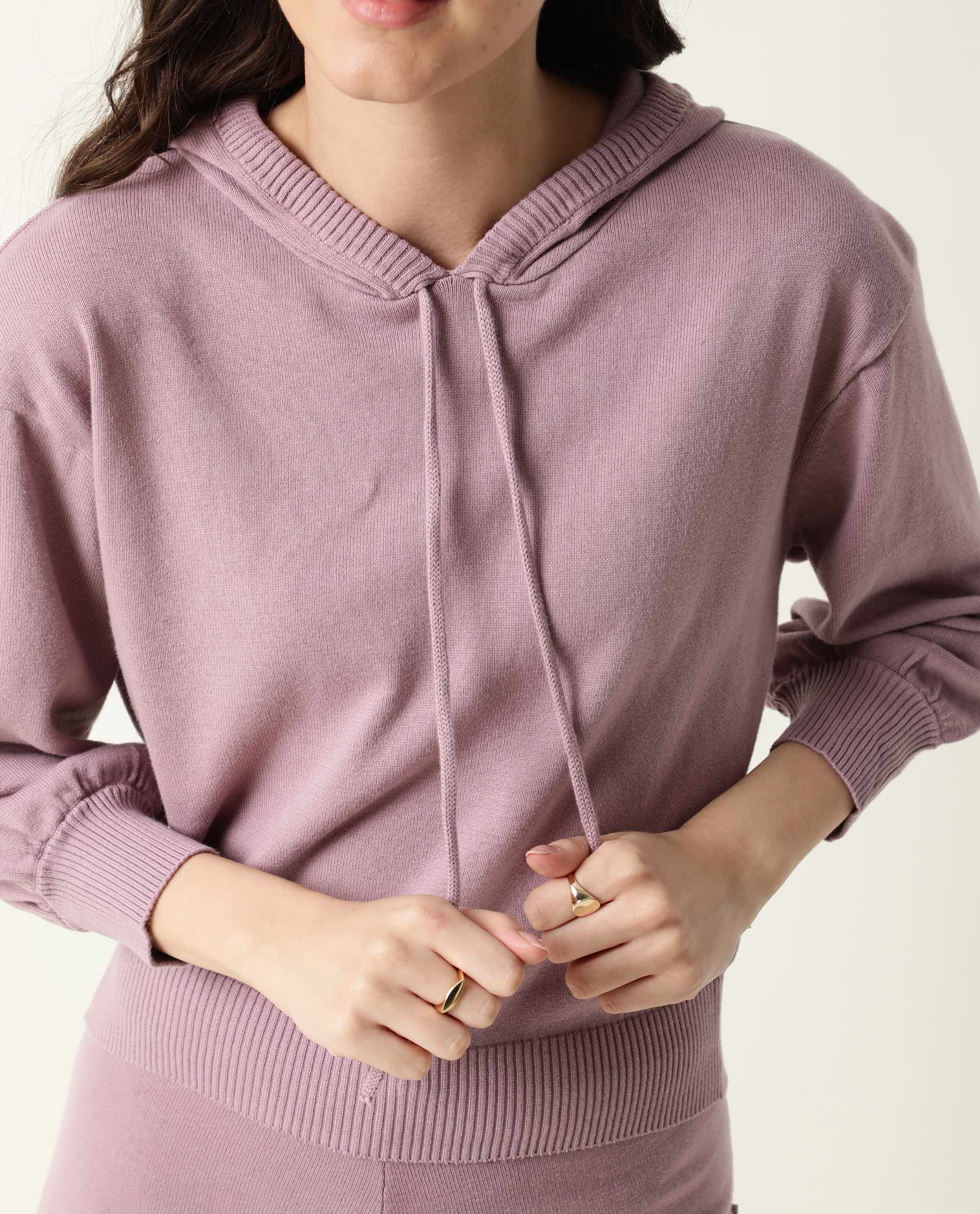 Rareism Women's Finn Silver Pink Cotton Hooded Plain Straight Fit Track Suit - Image 3