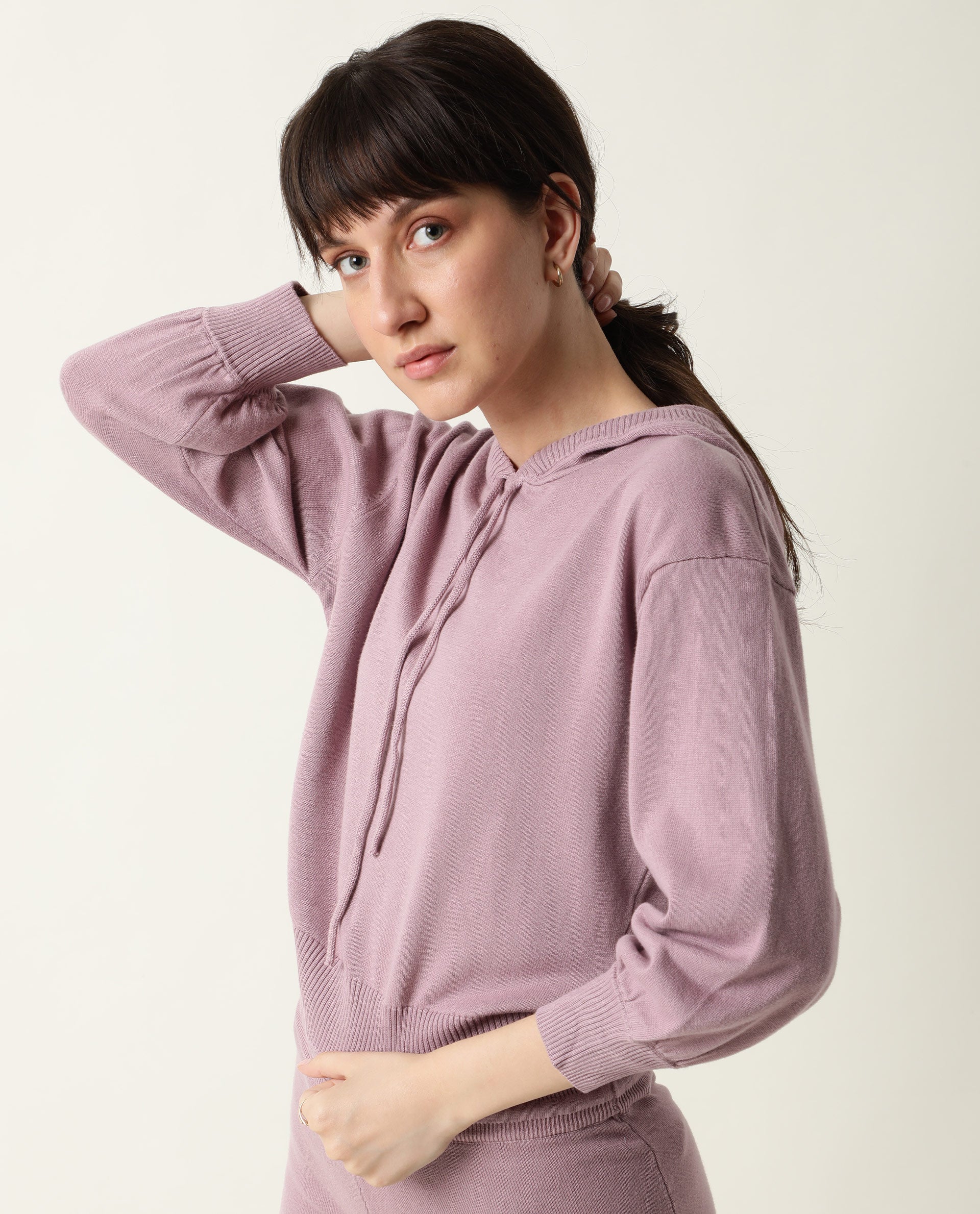 Rareism Women's Finn Silver Pink Cotton Hooded Plain Straight Fit Track Suit - Image 4