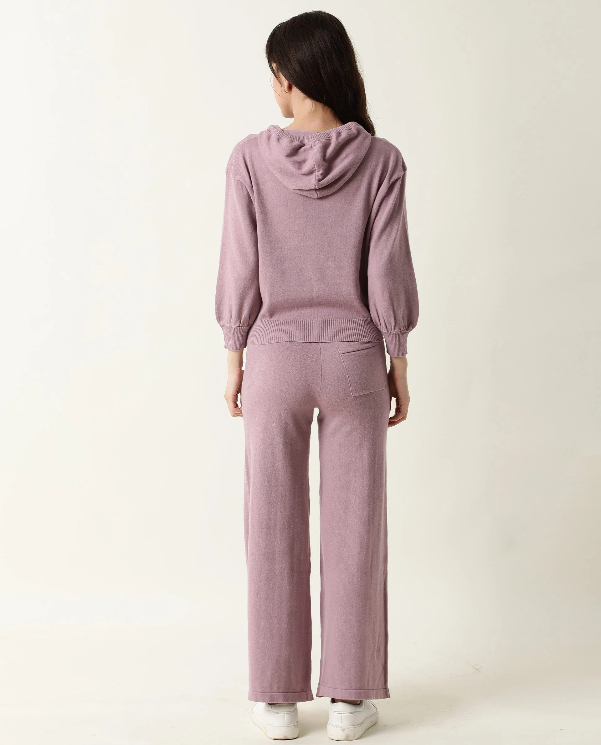 Rareism Women's Finn Silver Pink Cotton Hooded Plain Straight Fit Track Suit - Image 6