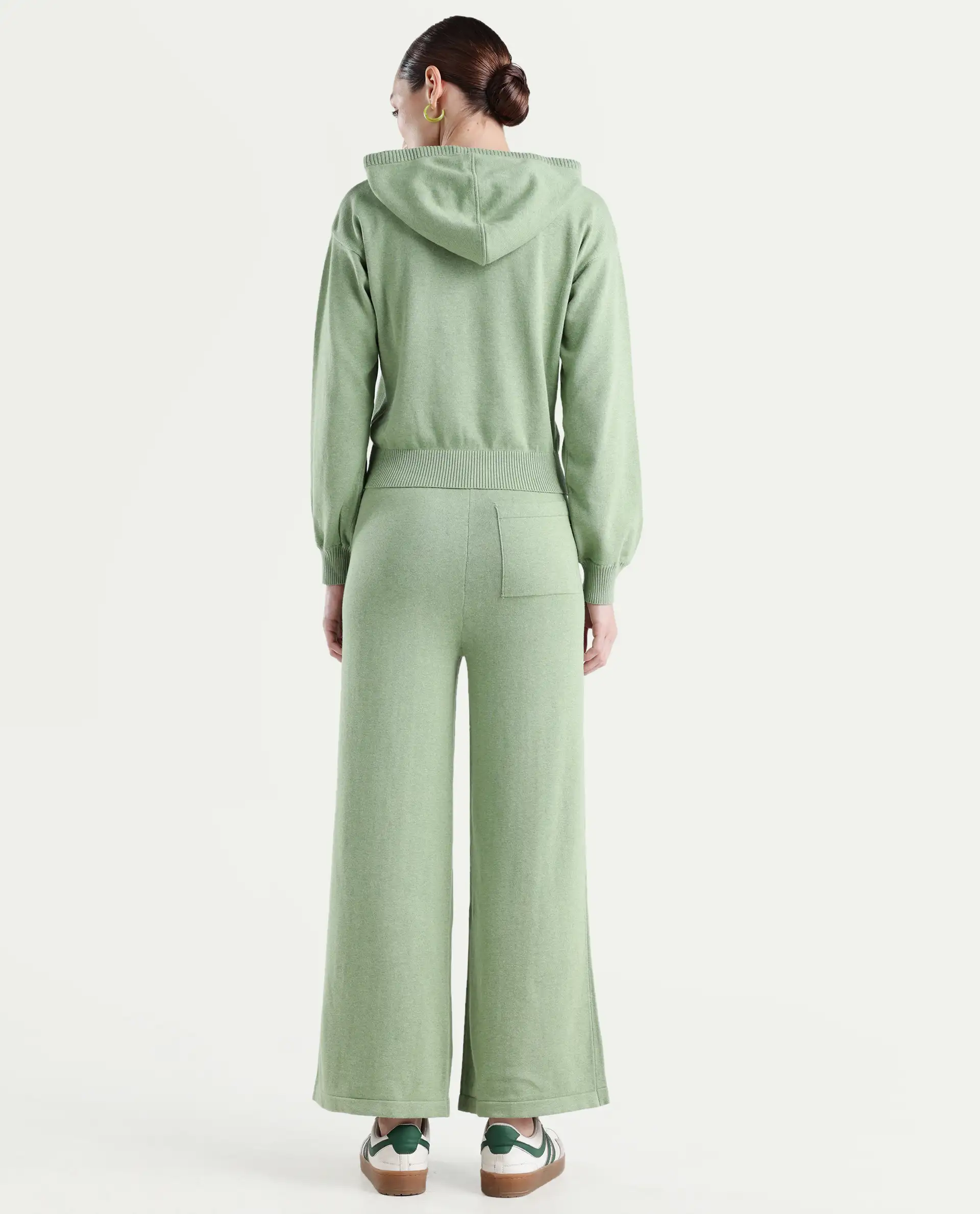 Rareism Women's Finnet B Dusky Green Knit Plain Ankle Length Straight Fit Track Pant - Image 6