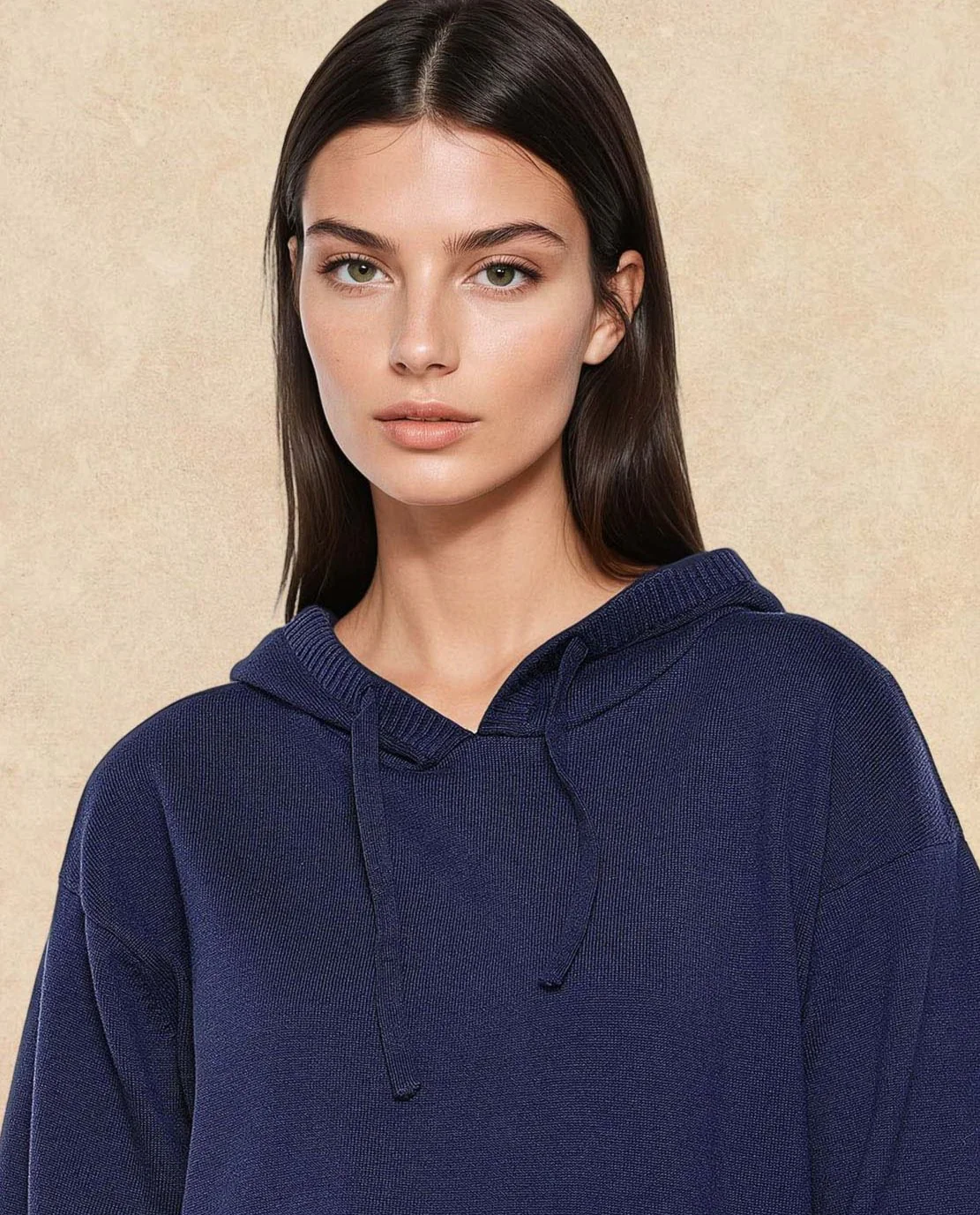 Rareism Women's Finnet T Navy Knit Hooded Plain Relaxed Fit Sweater - Image 3