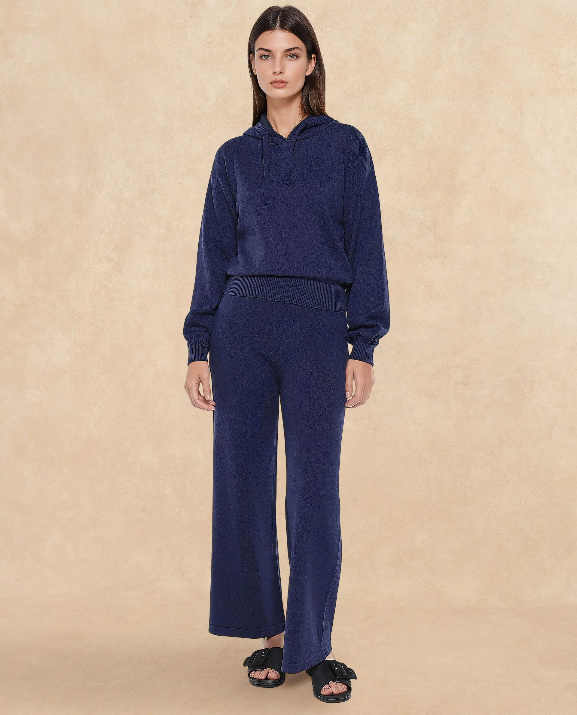 Rareism Women's Finnet T Navy Knit Hooded Plain Relaxed Fit Sweater - Image 6