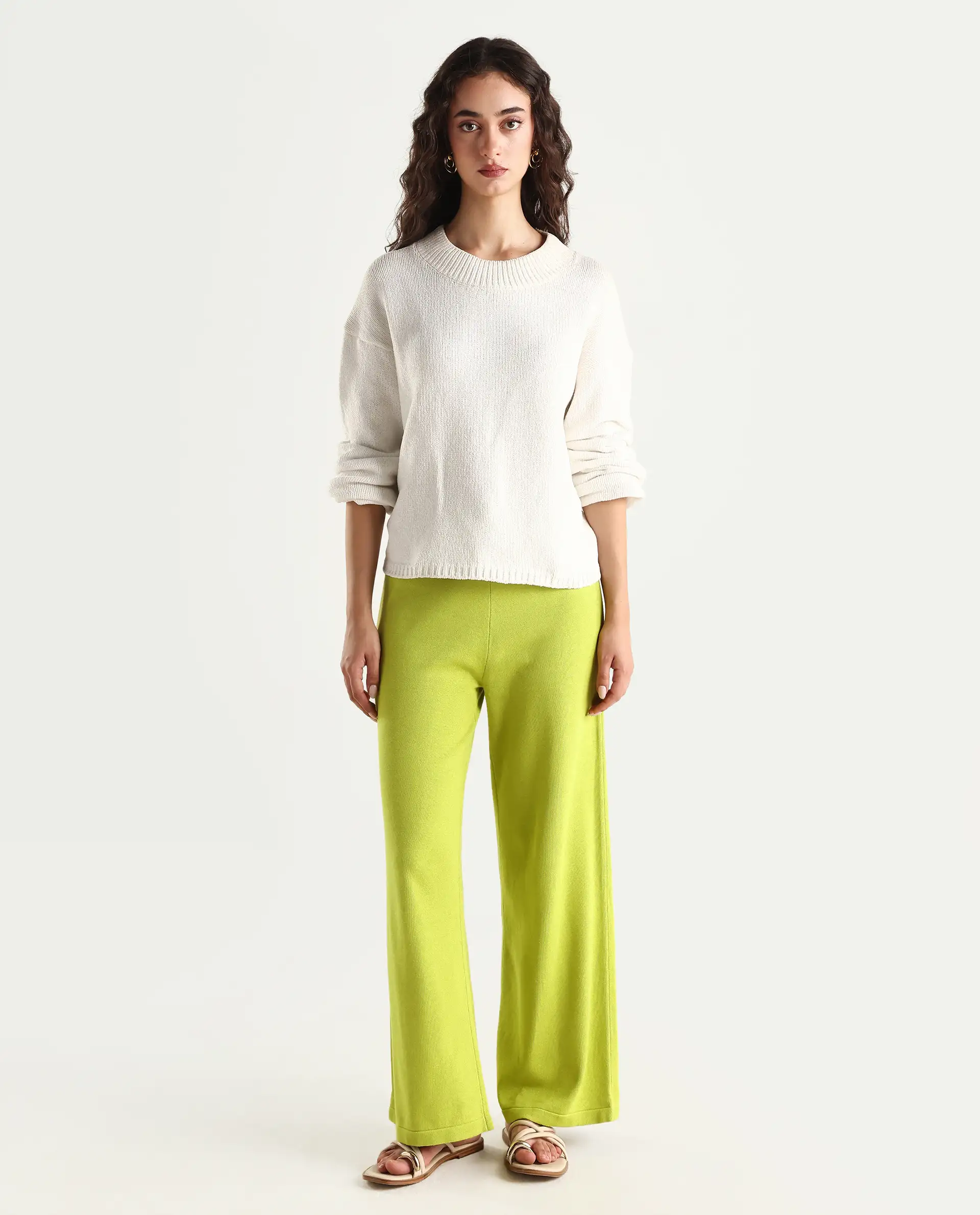Rareism Women's Finnet Green Cotton Plain Relaxed Fit Track Pant - Image 3
