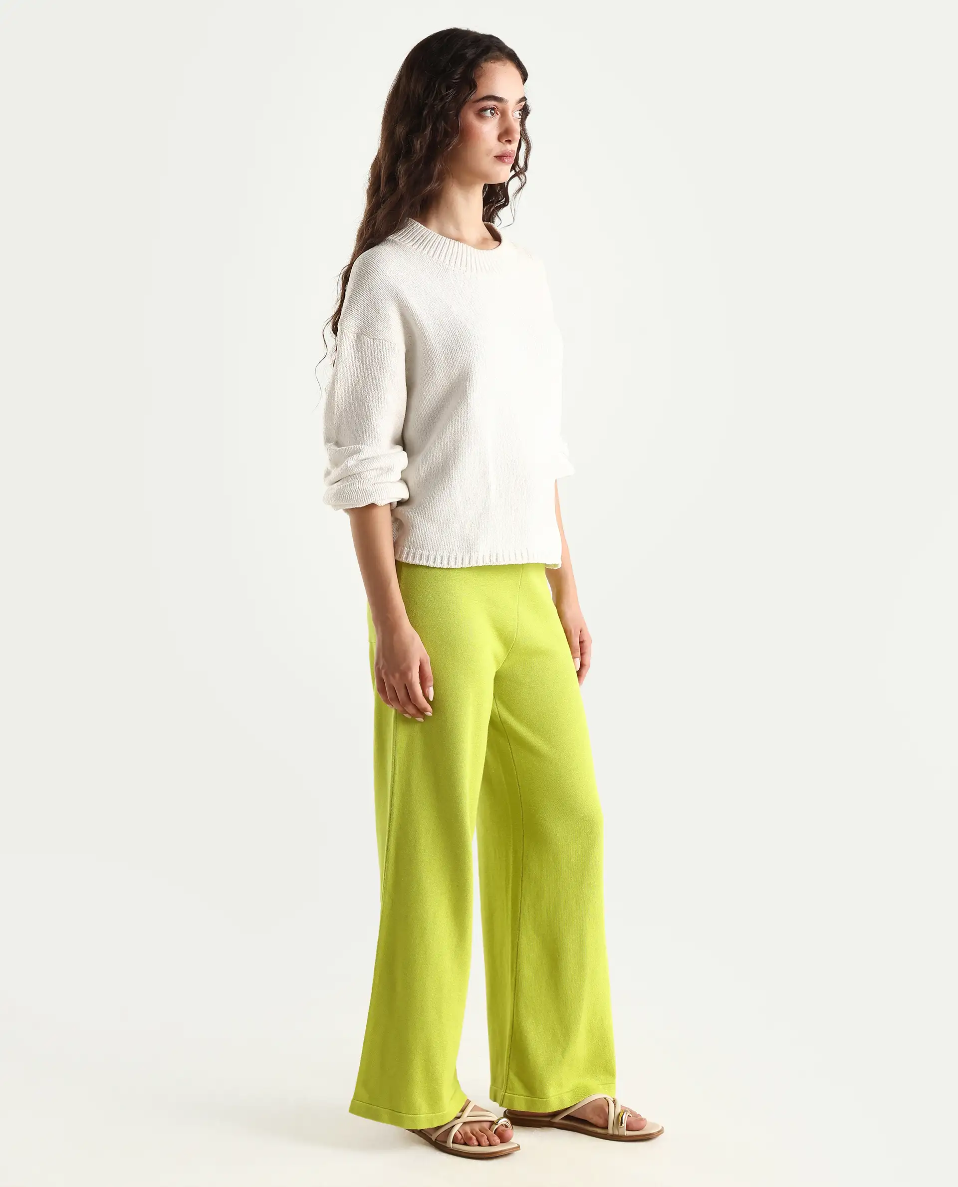 Rareism Women's Finnet Green Cotton Plain Relaxed Fit Track Pant - Image 7