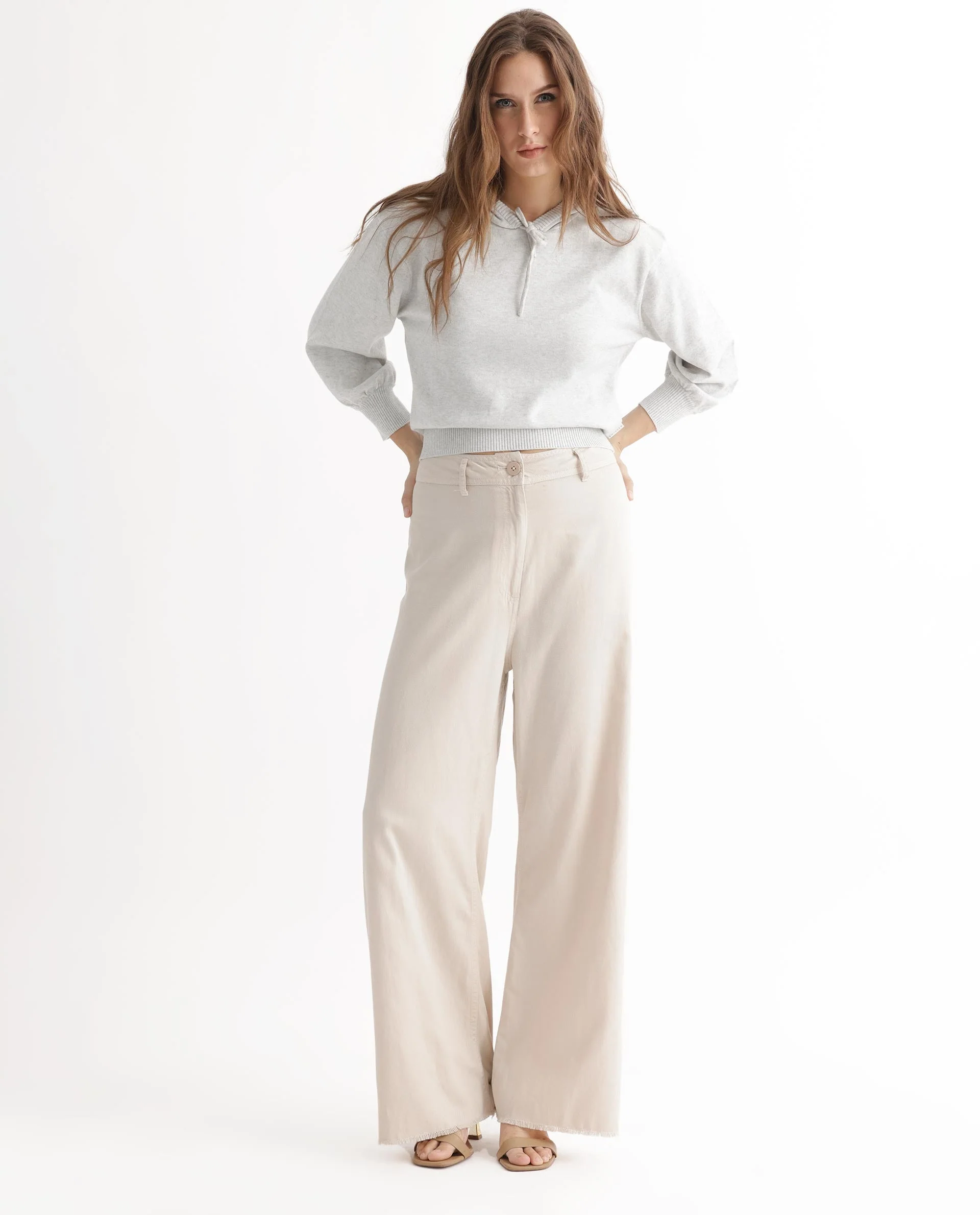 Rareism Women's Finn Sweat Offwhite Cotton Hooded Plain Relaxed Fit Sweater - Image 2